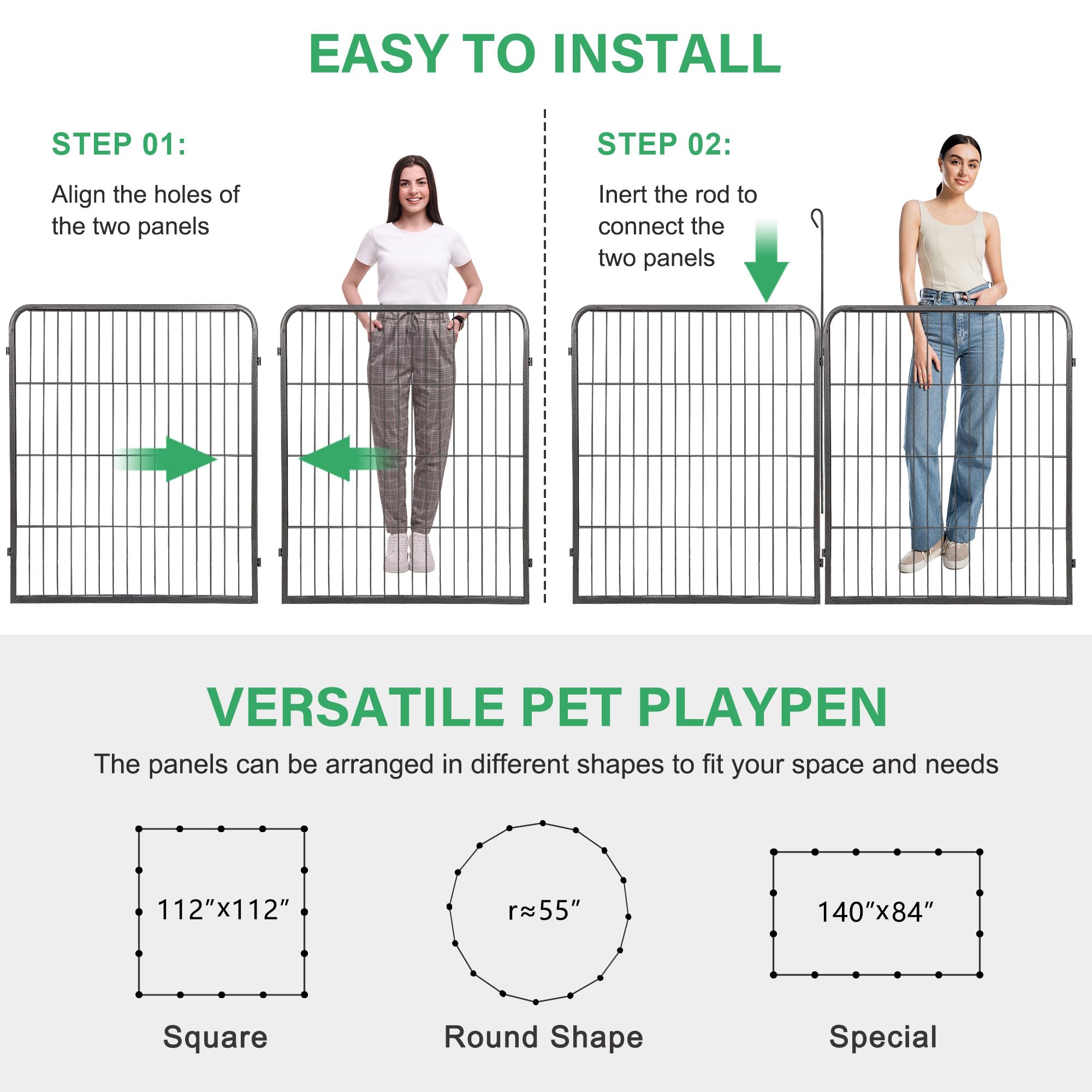 Nova Microdermabrasion Dog Playpen Dog Pen Dog Fence 16 Panels 32' Height Indoor Outdoor Pet Playpen For Small Medium Large Dogs For Camping Yard Puppy Playpen Dog Kennel