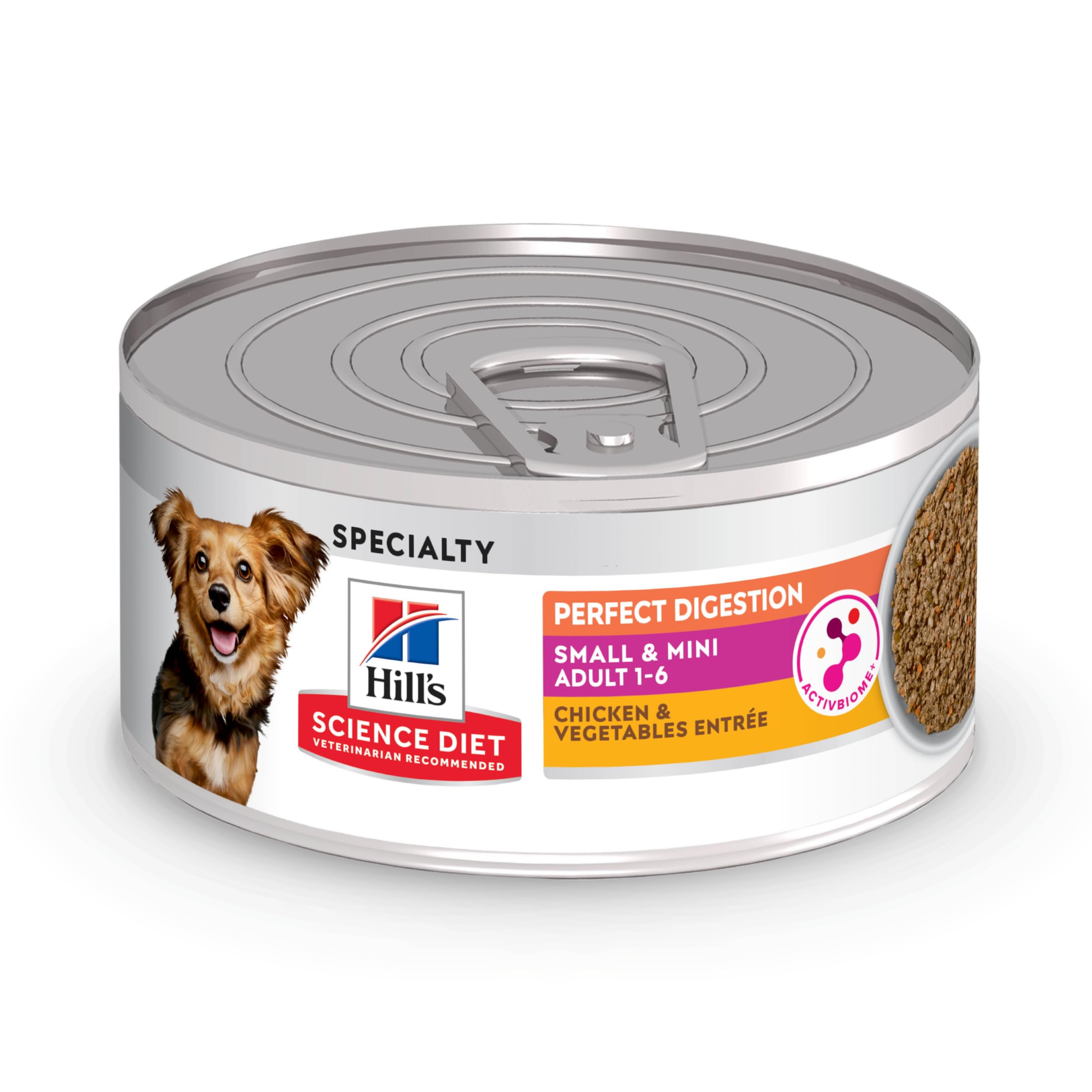 Hills Science Diet Perfect Digestion, Adult 1-6, Small & Mini Breeds Digestive Support, Wet Dog Food, Chicken & Vegetables Loaf