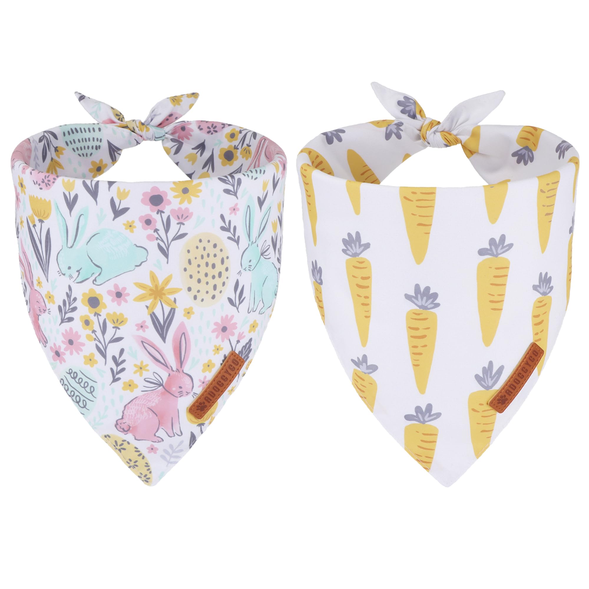 Adoggygo Easter Dog Bandana, Carrot Rabbit Pet Scarf, Premium Durable Fabric, Easter Bandanas For Medium Large Dogs Pets (Large)