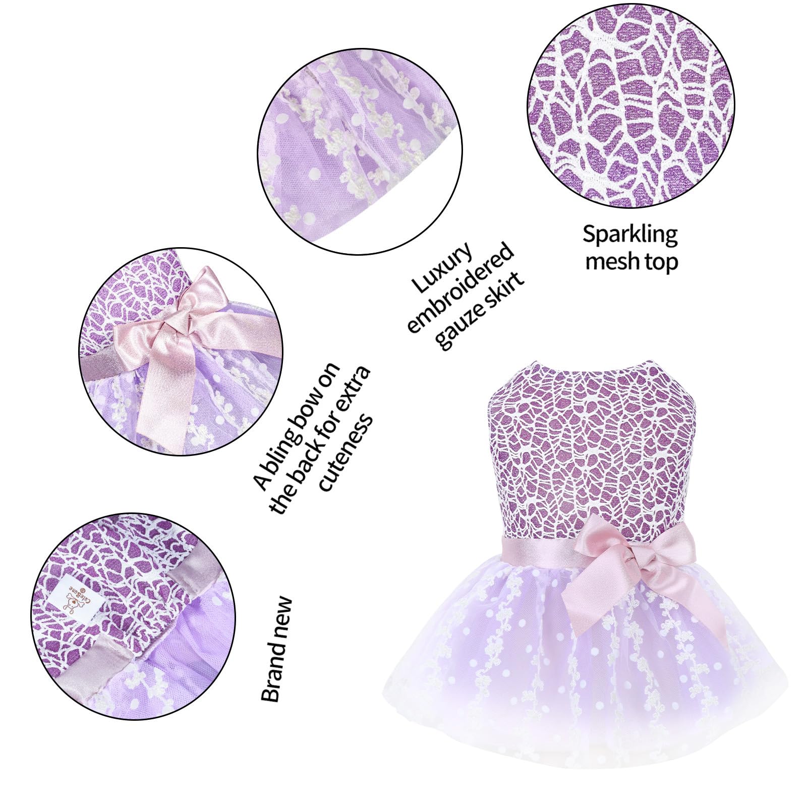 Cutebone Dog Birthday Dress Girl Puppy Skirt Tutu Cat Wedding Outfit Pet Party Clothes For Small Dogs Costume Dd14L