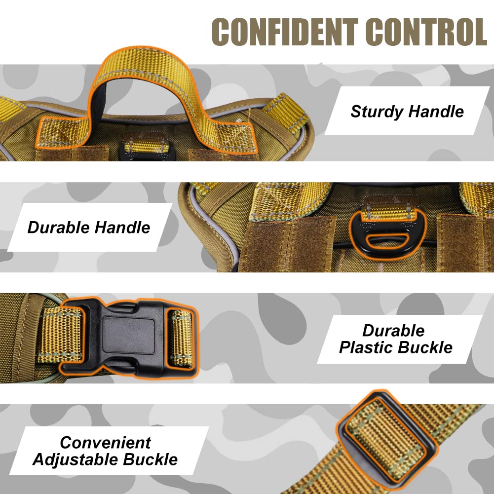 CBBPET Tactical Dog Harness for Small Medium Large Dogs No Pull Adjustable Harness Training Easy Control Pet Vest,Reflective Wor