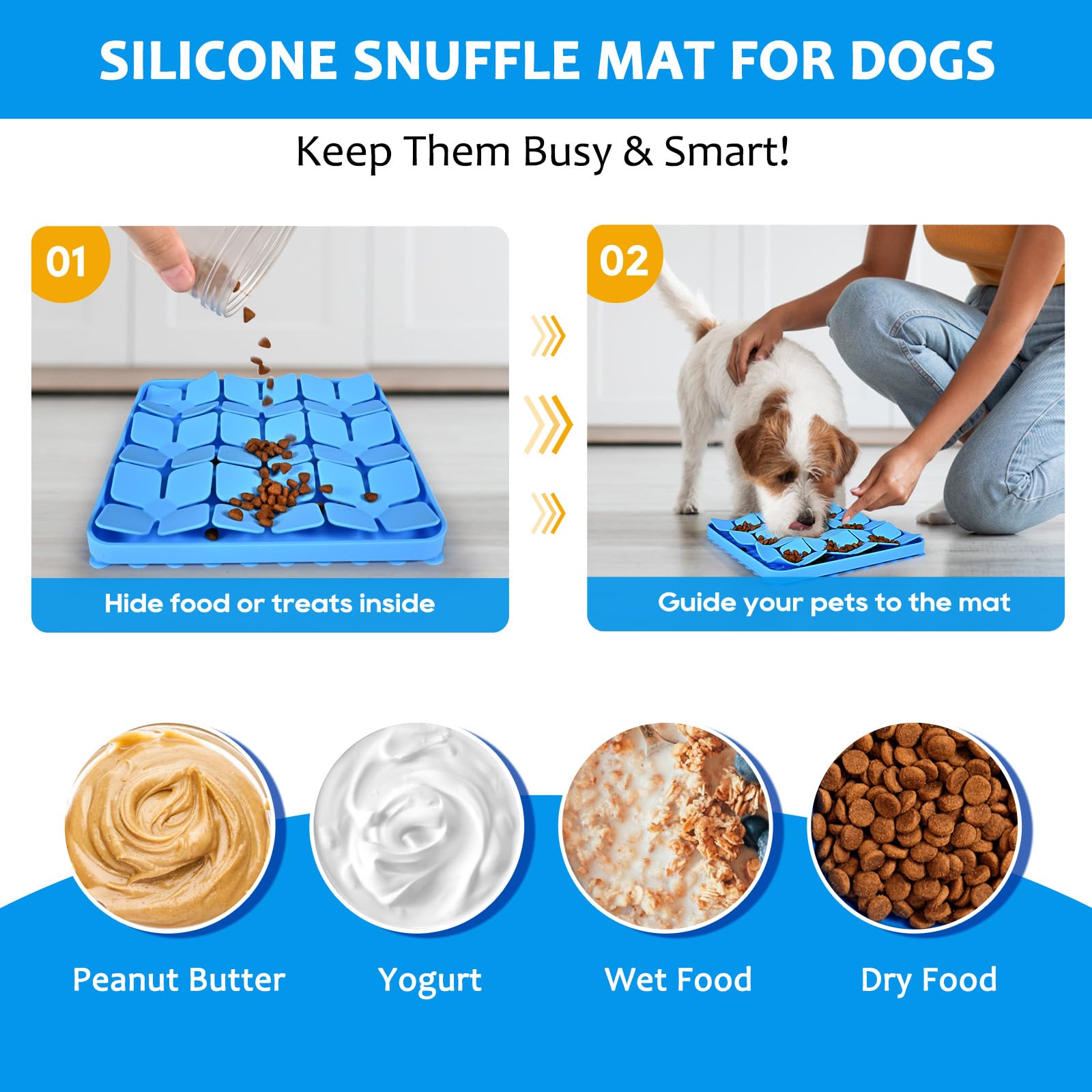 Ourmiao Silicone Snuffle Mat For Dogs 2 Pack, Silicone Dog Slow Feeder Lick Mat With Suction Cups, Dog Puzzle Feeder Toys Sniff