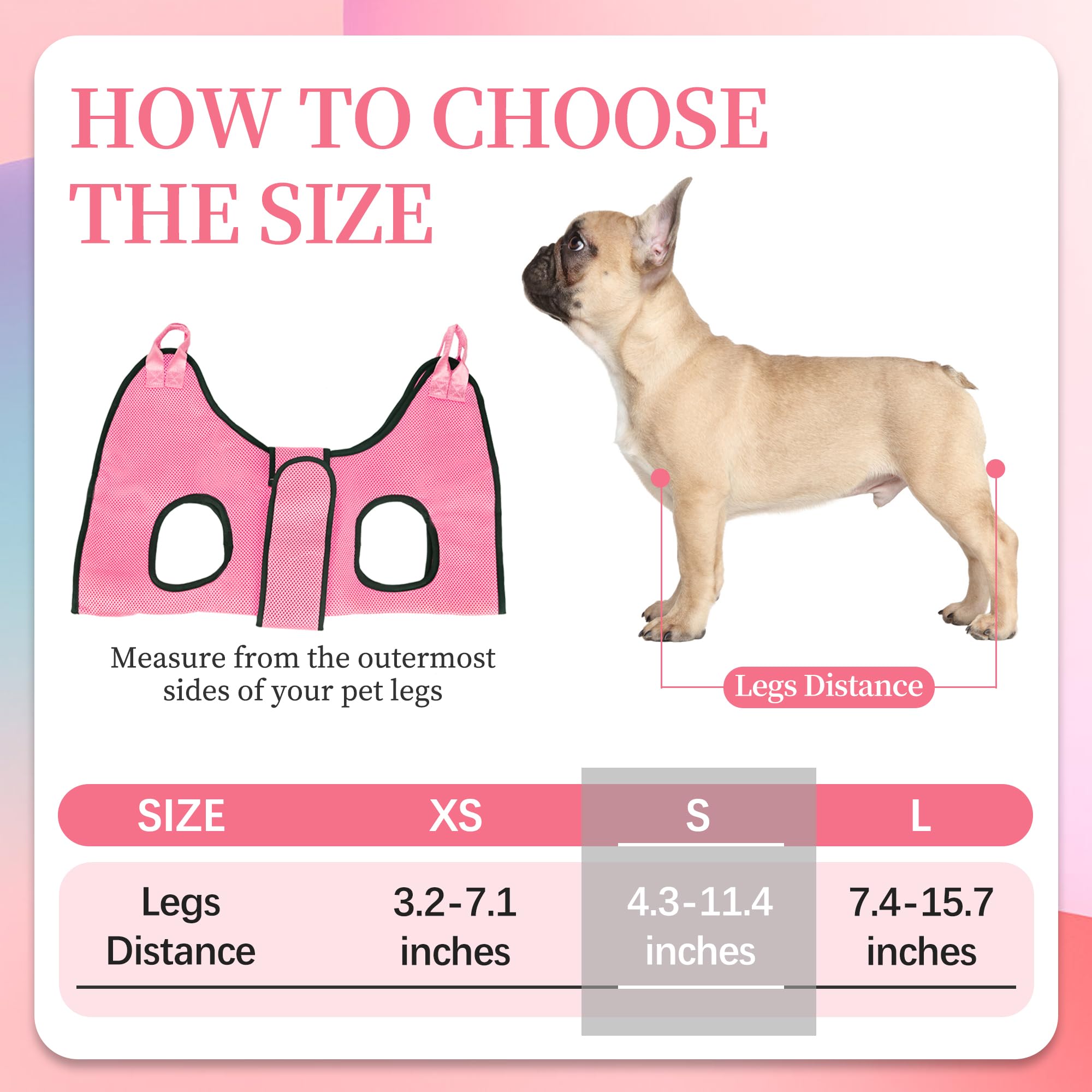 PatiencET Dog Grooming Hammock - Pink Pet Sling for Cats & Dogs, Size S, Includes Security Strap, Nail Clippers, File, and Comb