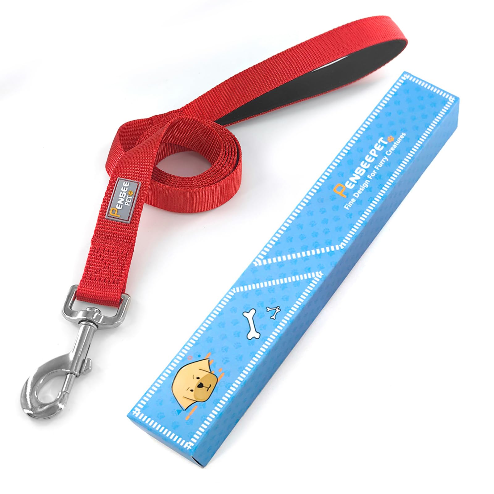 Penseepet Basic Dog Leashes 6 Ft Padded Handle Nylon Dogs Leashes For Small Dogs Red
