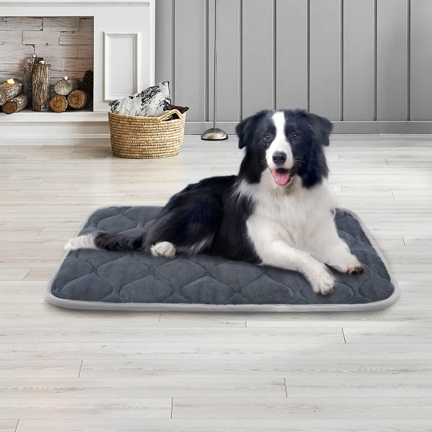 Furrybaby Dog Bed Mat Soft Crate Mat With Anti-Slip Bottom Machine Washable Pet Mattress For Dog Sleeping (S 24X18'', Grey Mat)