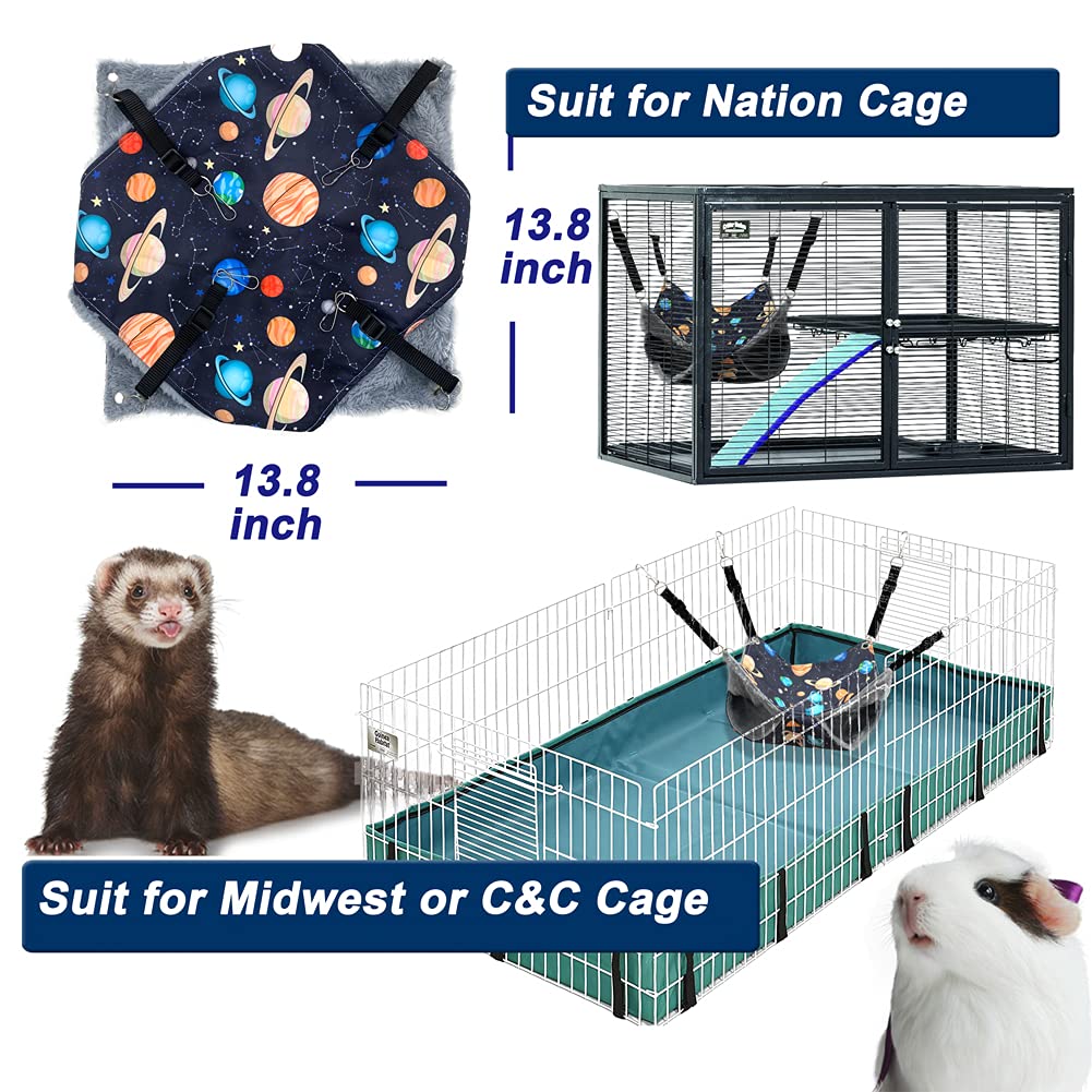 FULUE Ferret Rat Hammock Bed - Canvas, 13.8x13.8in, Black Galaxy, Model: djy-eedgvb179, Ideal for Guinea Pigs and Fer