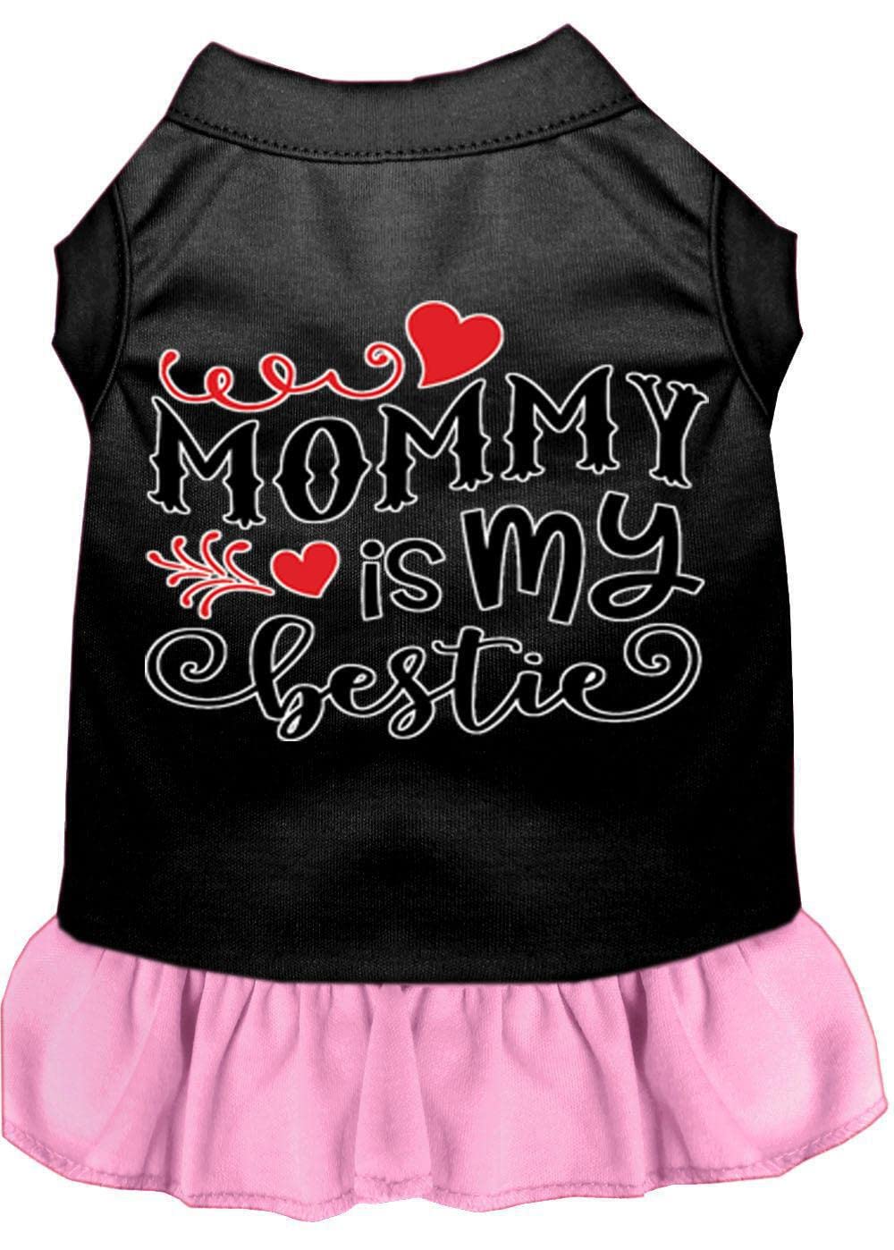 Pet Dog & Cat Dress Screen Printed, "Mommy Is My Bestie" Black 2XL (20-25 lbs.)