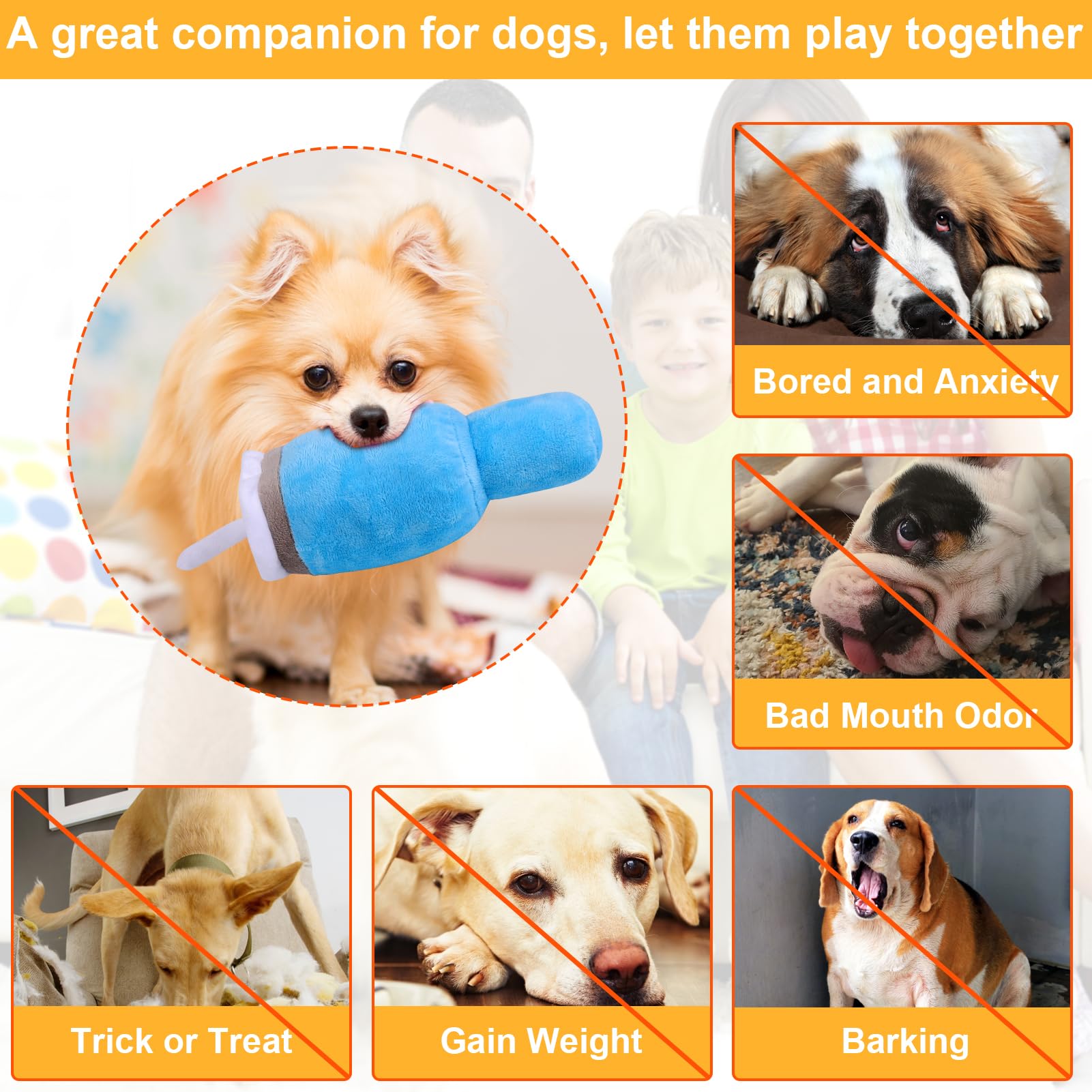 Mity rain Funny Tumbler with Handle Cup Dog Toys, Cute Squeaky Dog Toys Interactive Fluff and Tuff Dog Toys for Small Dogs/Large