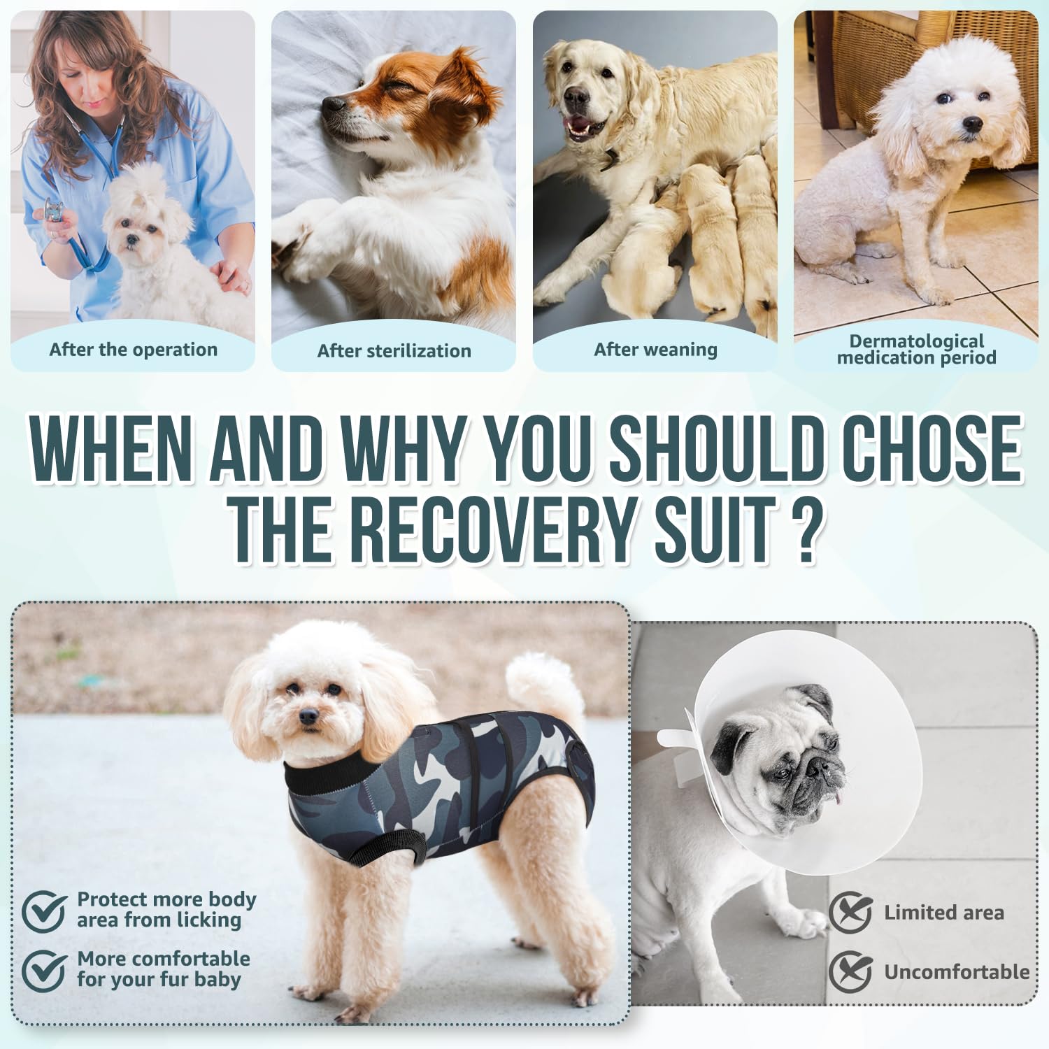 Lukovee Recovery Suit For Dogs, Zipper On Recovery Suit For Female Male Dog, Onesie Abdominal Wounds Cone E-Collar Alternative P