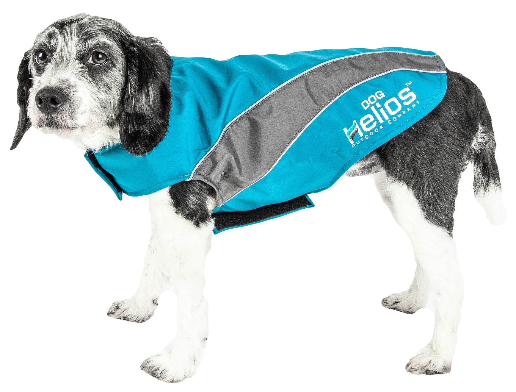 Pet Life Helios Octane Softshell Neoprene Satin Reflective Dog Jacket W/Blackshark Technology, Xlarge, Blue, Grey