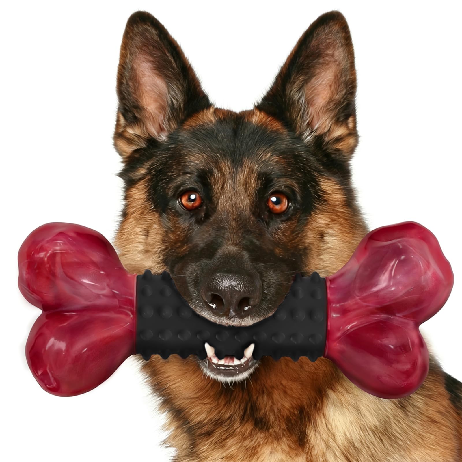 Apasiri Tough Dog Toys for Aggressive Chewers Large Breed, Dog Chew Bone with Bacon Flavor, Nylon & Rubber Chew Toy for Medium L