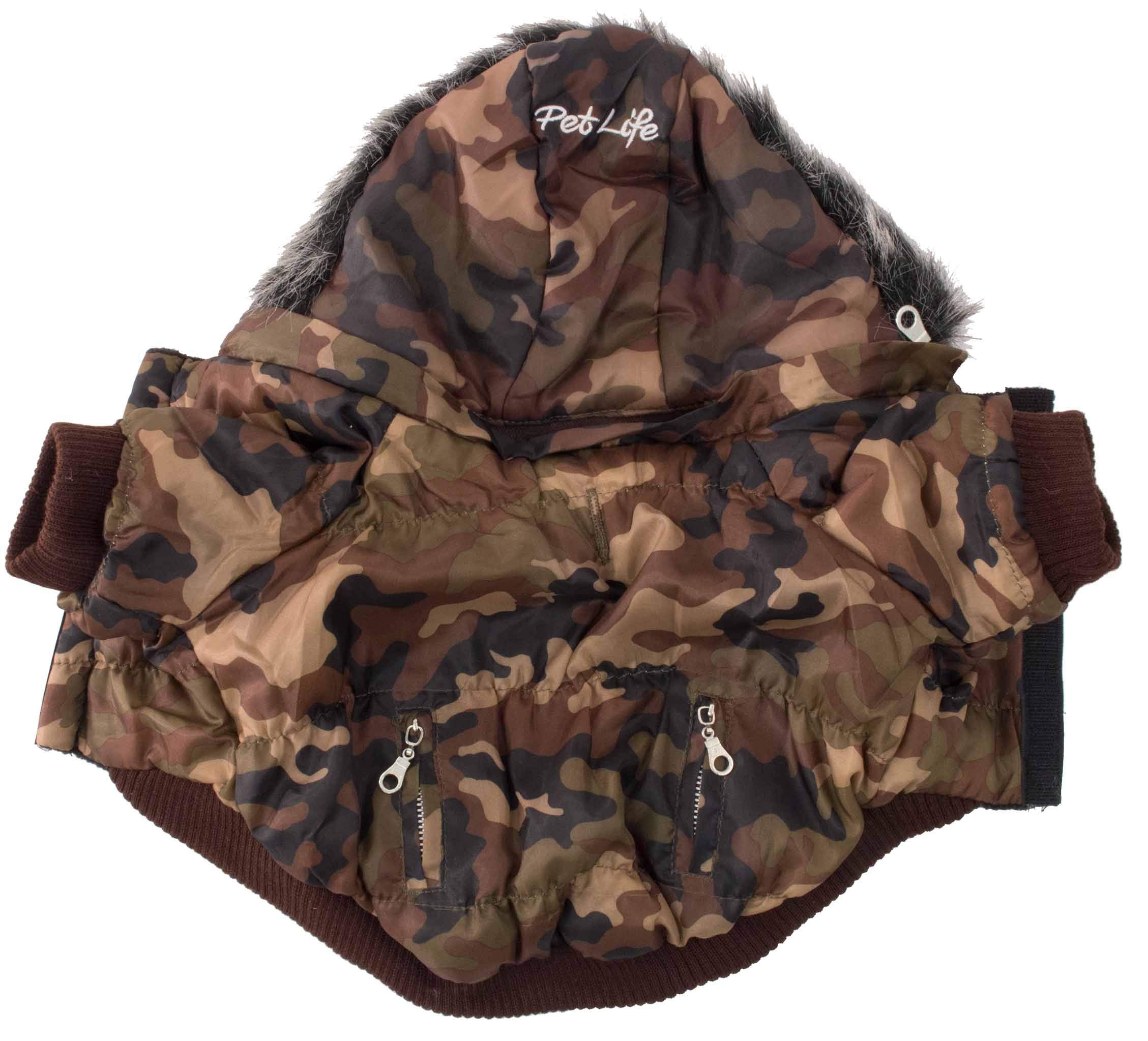 Pet Life Metallic Ski Parka Dog Coat, Camouflage, Large