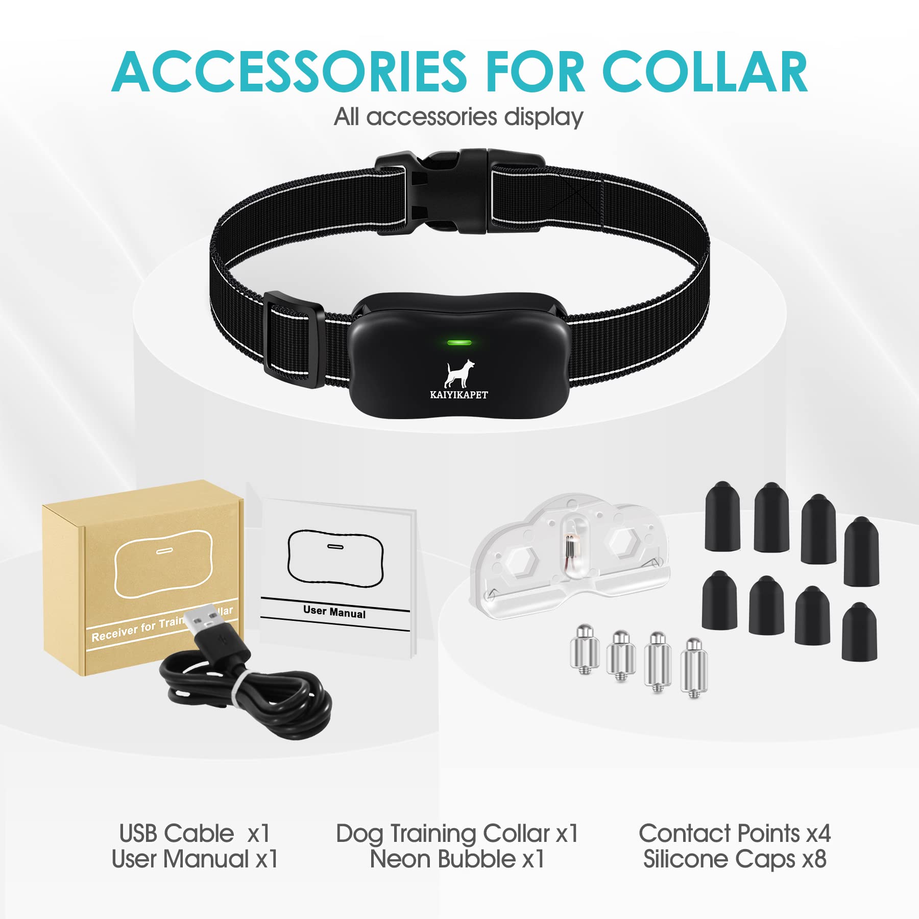 Kaiyikapet Dog Training Collar Receiver, Single Collar Without Remote (Requires Remote Control To Operate), Not Compatible With
