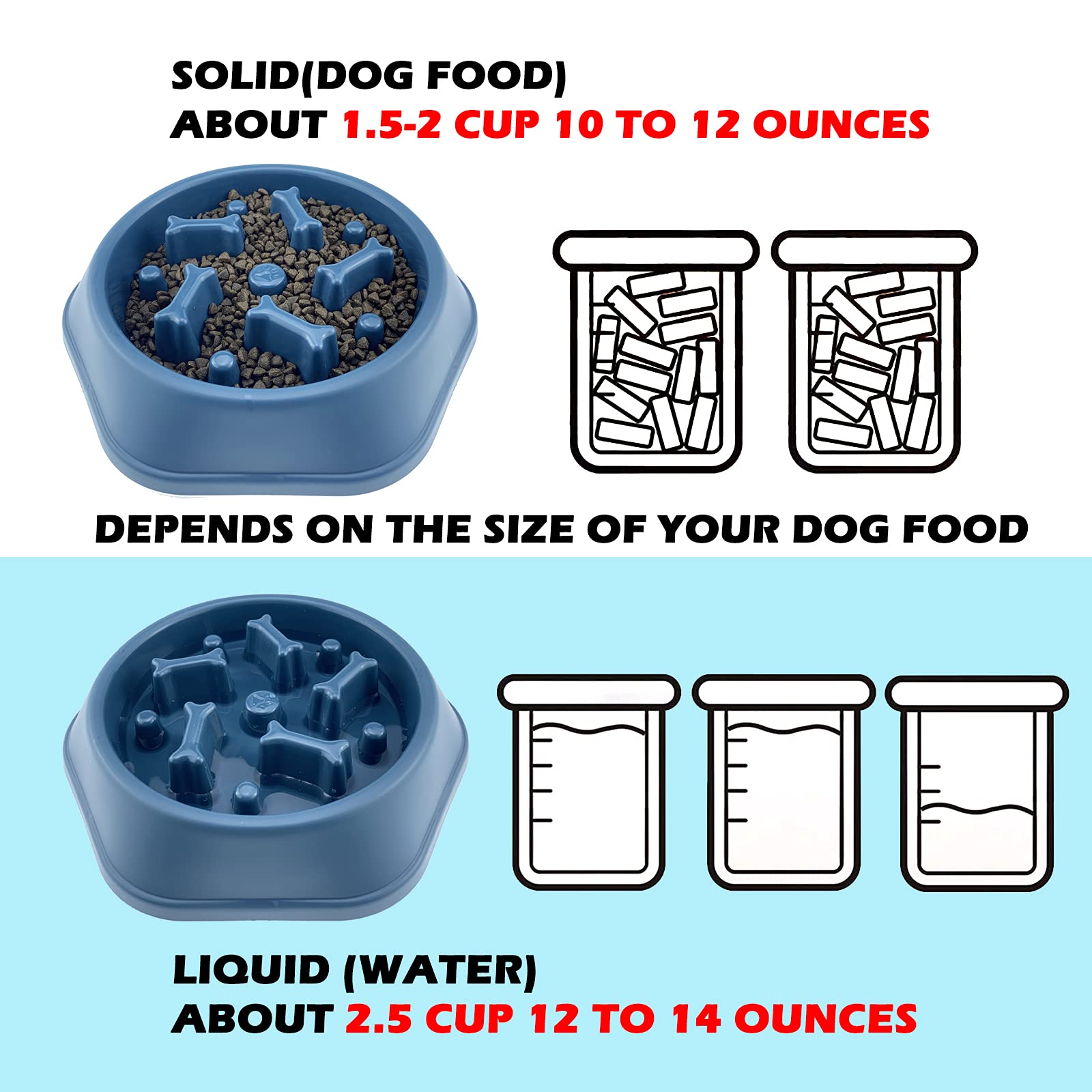 CAISHOW Slow Feeder Dog Bowl Anti Gulping Healthy Eating Interactive Bloat Stop Fun Alternative Non Slip Dog Slow Food Feeding P