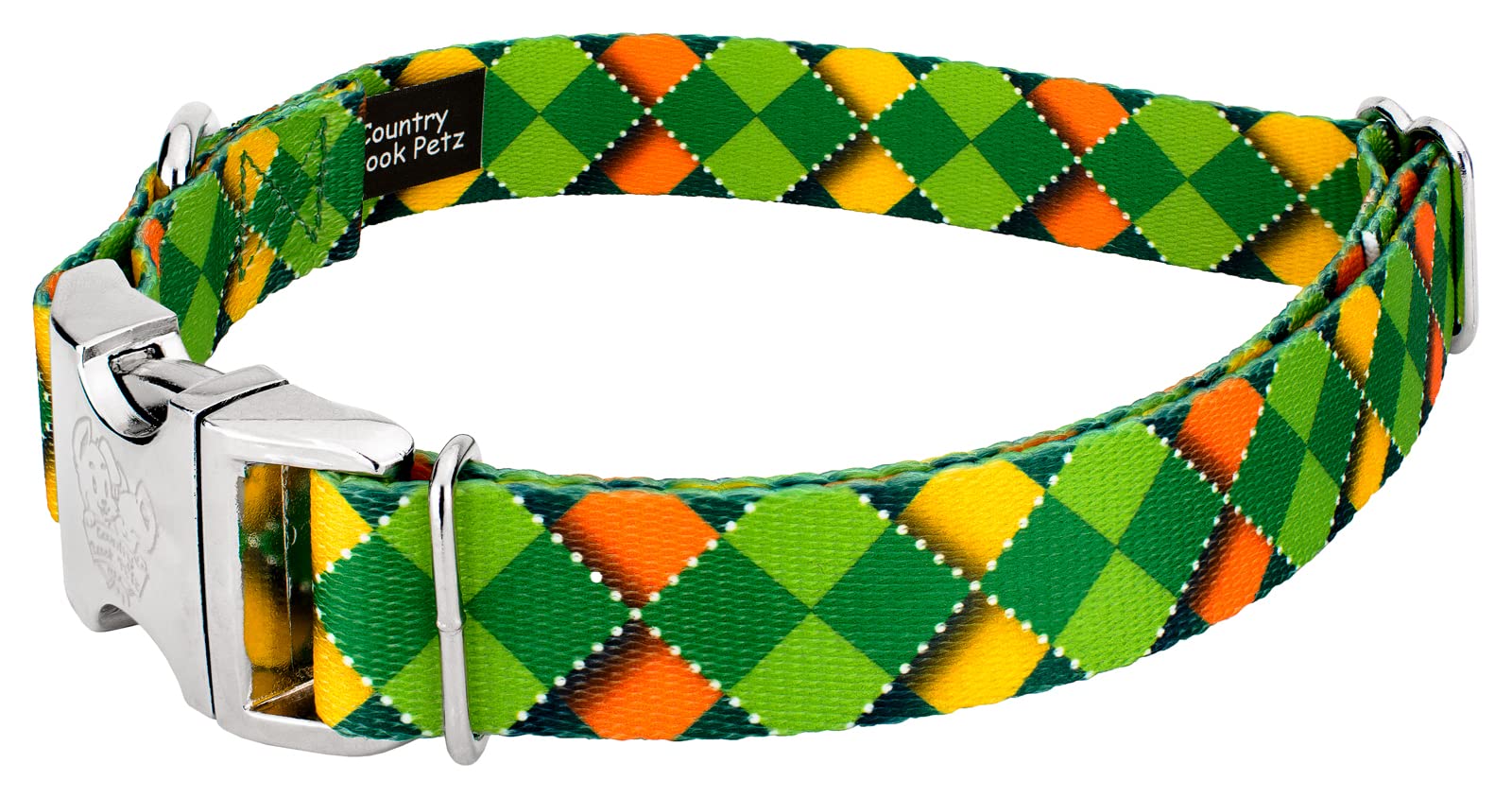 Country Brook Petz - Premium Limerick Argyle Dog Collar And Leash - Irish Pride Collection Featuring Lucky Designs (1 Inch, Larg