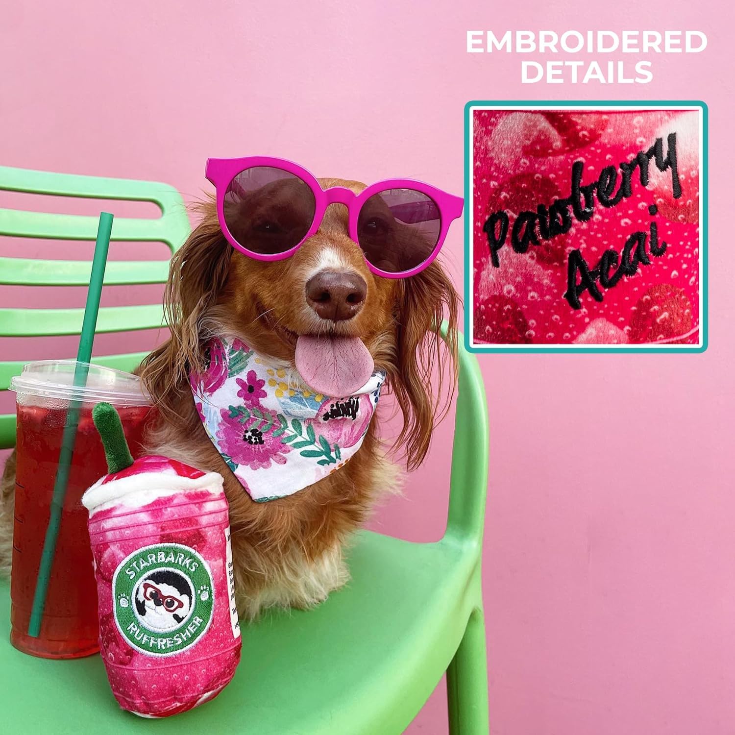 Haute Diggity Dog Starbarks Ruffresher, Plush Designer Dog Toys With Interactive Squeaker, Stimulating Pet Enrichment, Machine-W