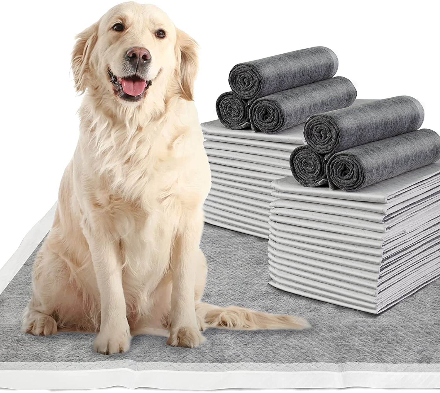 HIDOGGYLD Extra Large Charcoal Dog Pee Pads 28" x 34", 40 Count, Super Absorbent & Leak-Proof, Model C2834