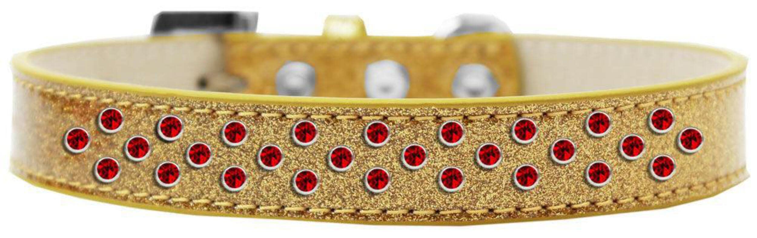 Mirage Pet Products Sprinkles Ice Cream Dog Collar with Red Crystals, Size 14, Silver