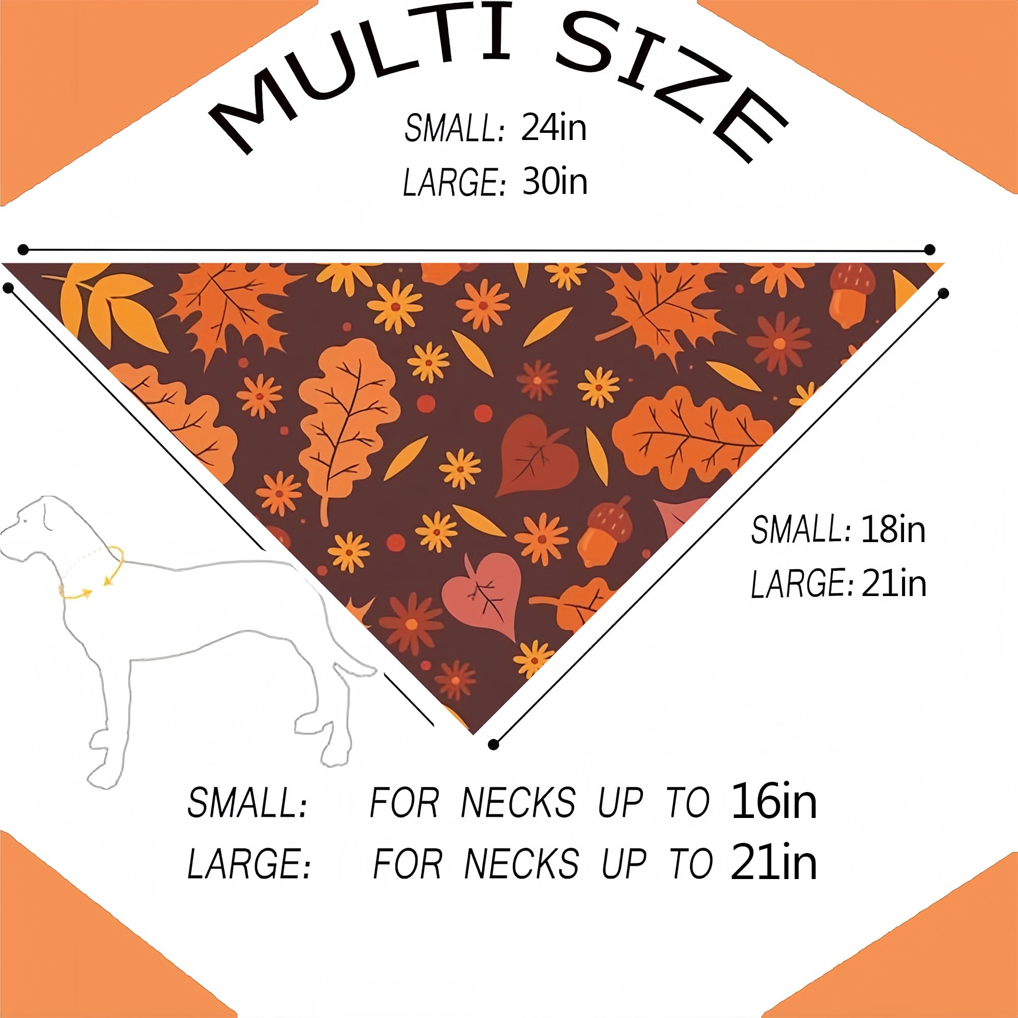 Cute Fall Dog Bandanas 2 Pack, Autumn Hello Fall Hey Pumpkin Maple Leaves Dog Scarf, Thanksgiving Handkerchief Scarves Gifts For