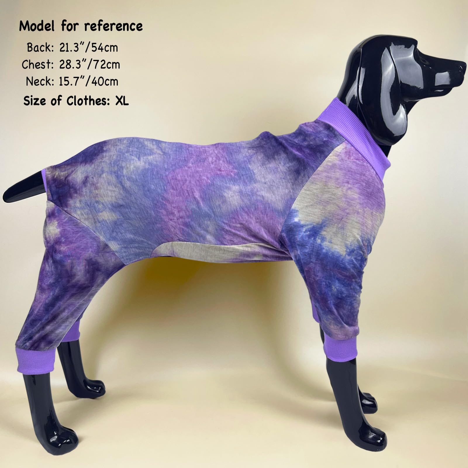 D.E.E Dog Pajamas Large Cotton Dog Clothes Warm And Comfortable Lightweight Jumpsuits Prevent Licking Wound (Purple, 3Xl)