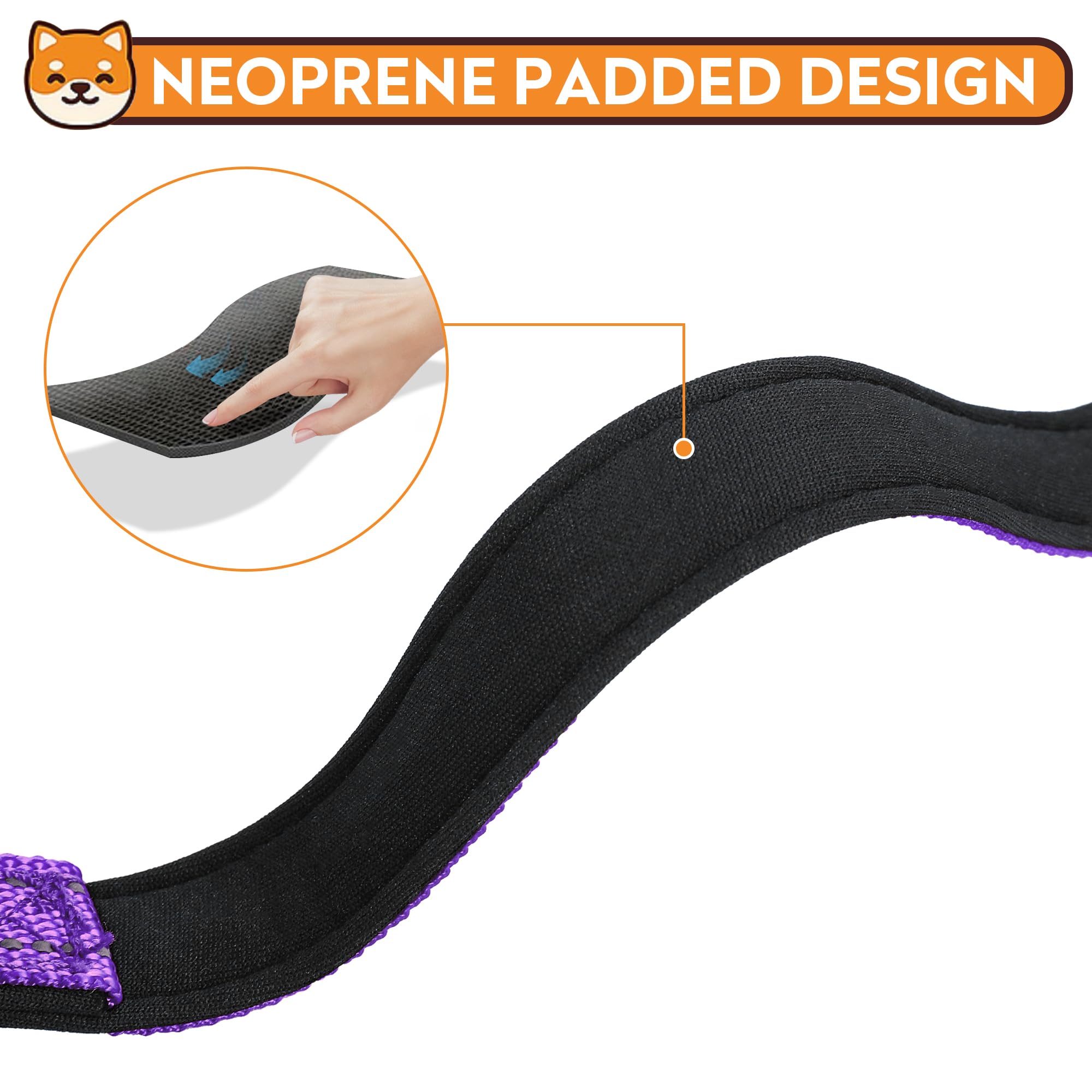 Pwod Reflective Dog Collar, Adjustable Soft Neoprene Padded Nylon Pet Collars With Buckle For Extra Large Dogs, Purple,Xl