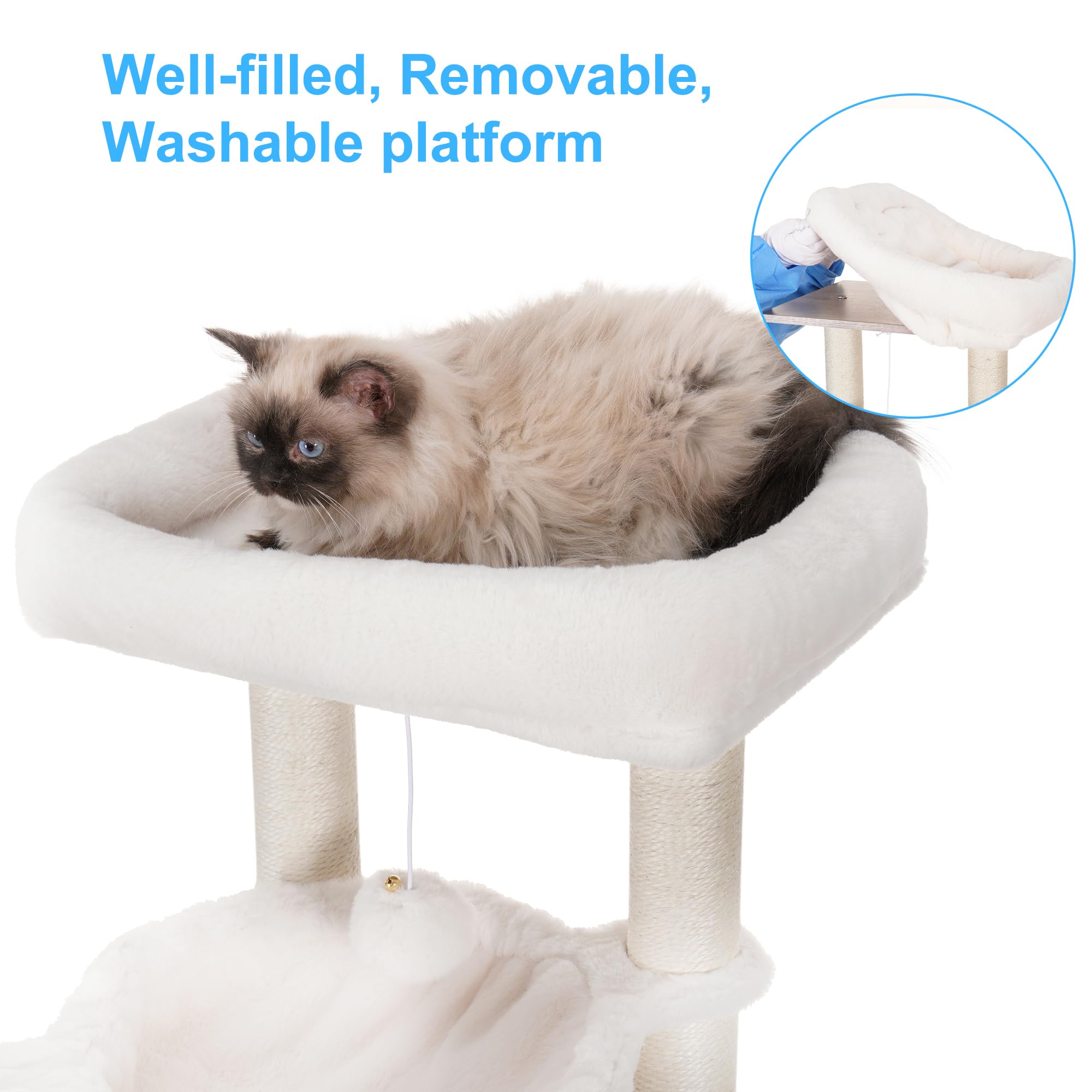 Hey-brother Cat Tree with Litter Box Enclosure, Modern Cat Tower for Indoor Cats with Large Platform, Condo Food Station and 2 H