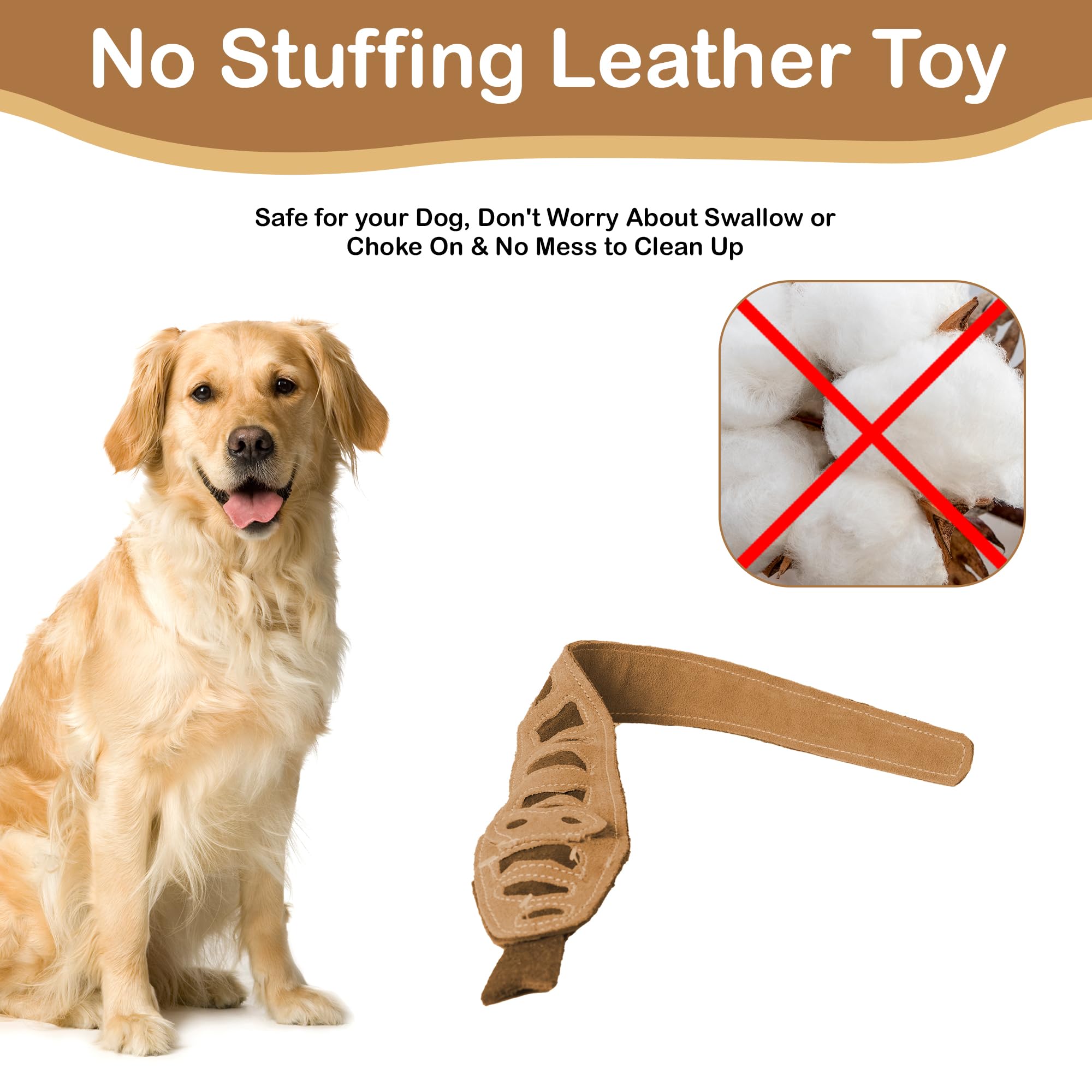 Skinneeez Leather Stuffing Free Dog Toy - Snake 36''