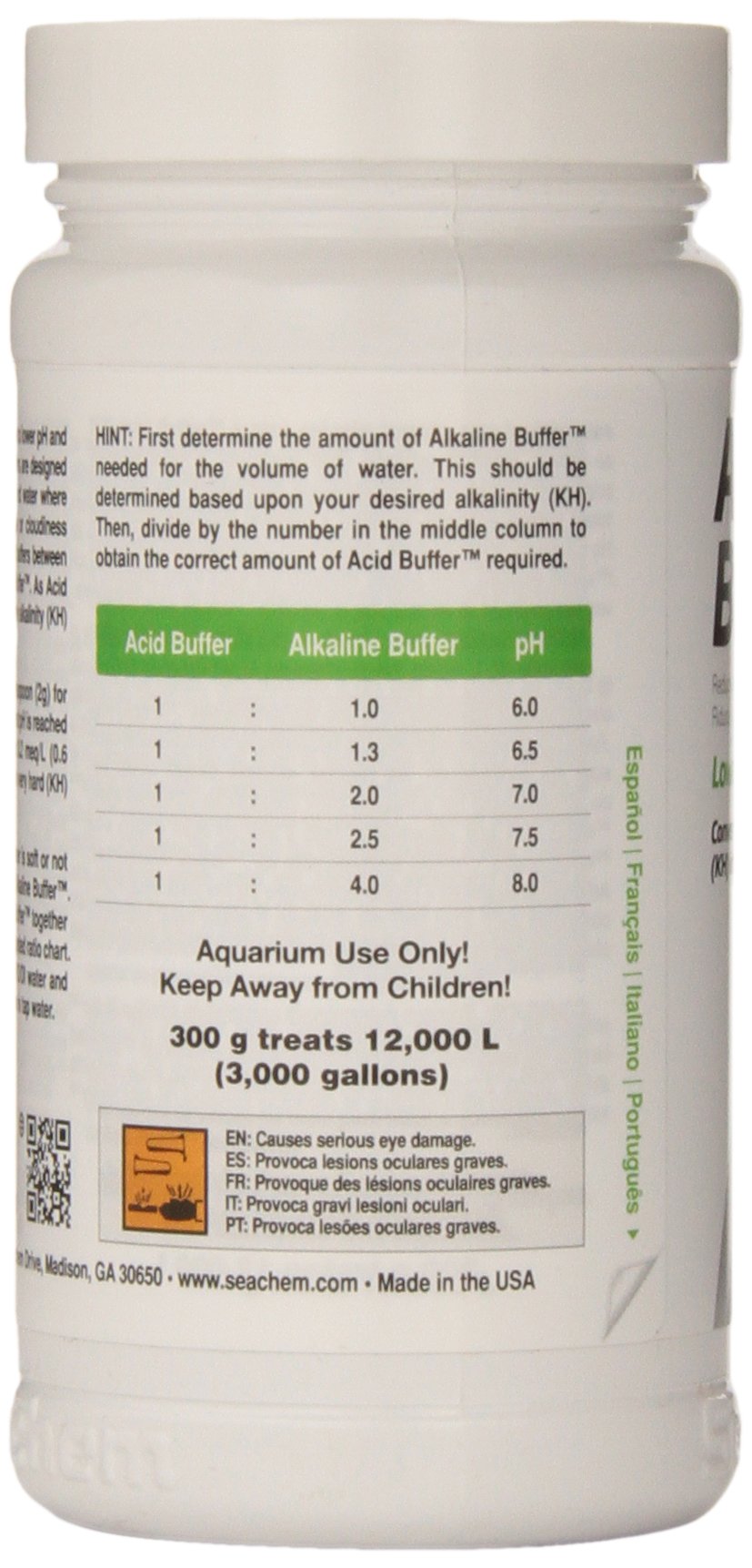 Seachem Acid Buffer - 300g Cotton, White, Model 19210 - pH Stabilizer for Aquariums