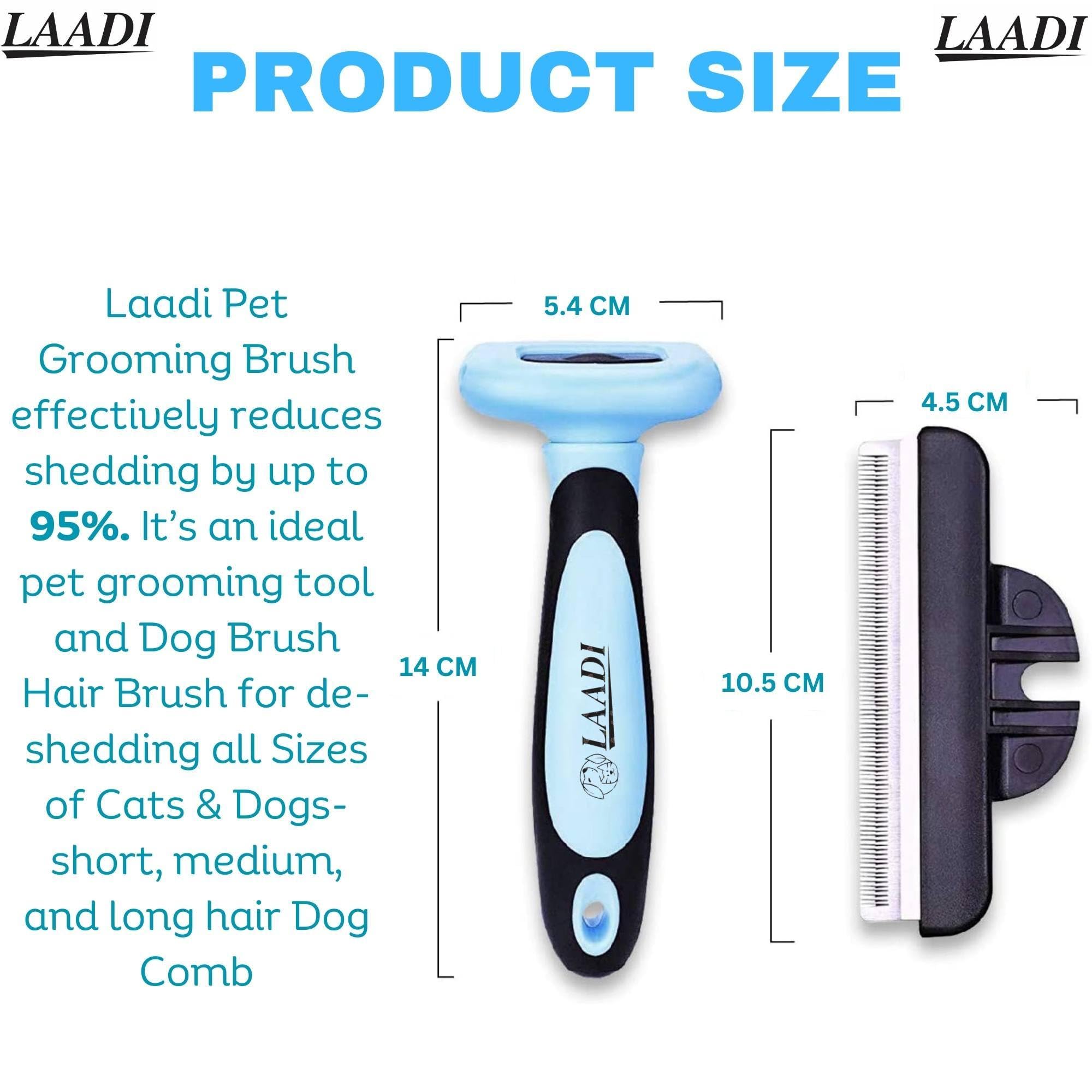 LAADI Deshedding Tool for Dogs and Cats - Reduces Shedding by Up to 95% in Less Than 10 Minutes - Professional Grooming Brush fo