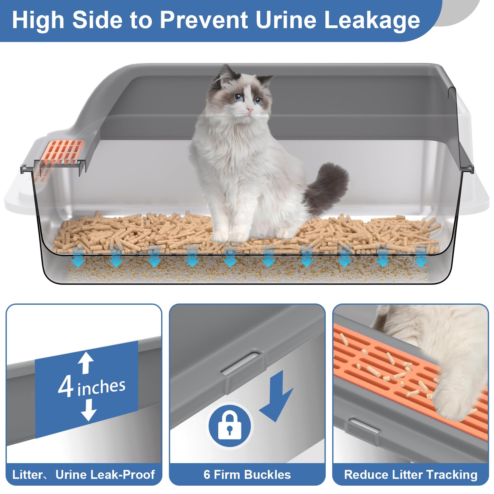 Yoochee Stainless Steel Sifting Litter Box With Lid, Xl Extra Large Sifting Cat Litter Box For Pine Pellets & Big Cats,Metal Pel