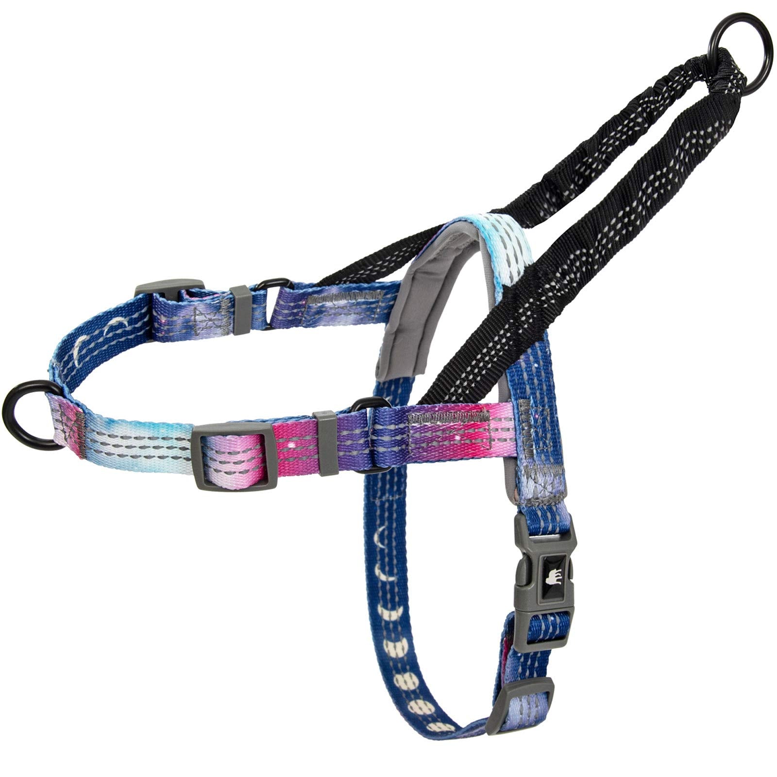 Leashboss No Pull Dog Harness, Easy Walk For Small, Medium, And Large Pets, Reflective With Rear And Front Clip Attachment (Space Pattern, Extra Large)