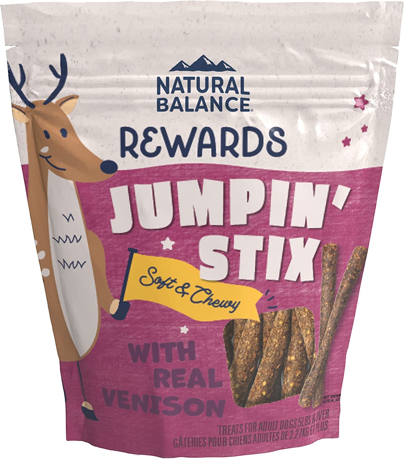 Natural Balance Limited Ingredient Rewards Jumpin Stix, Grain-Free Dog Treats for Adult Dogs of All Breeds, Venison Recipe, 4 O