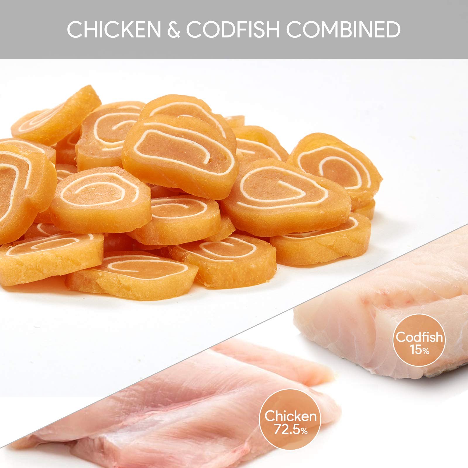 Jungle Calling Soft Chicken & Codfish Cat & Dog Treats, High Protein Pet Snacks for Small & Medium Dogs & Cats, Chewy Chicken Su