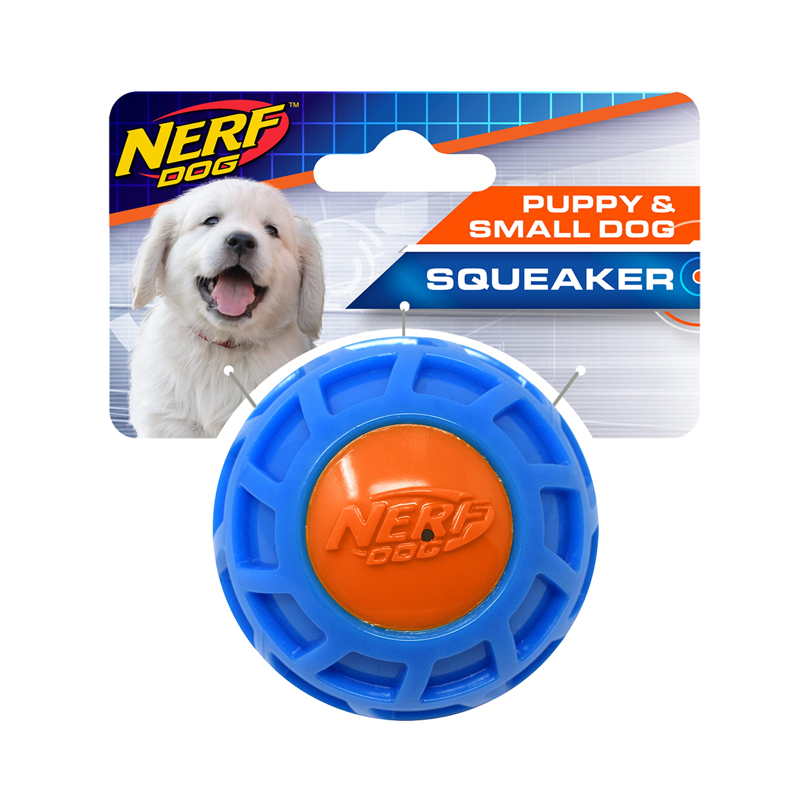 Nerf Dog 2.5In Tpr Exo Squeak Ball - Blue/Orange