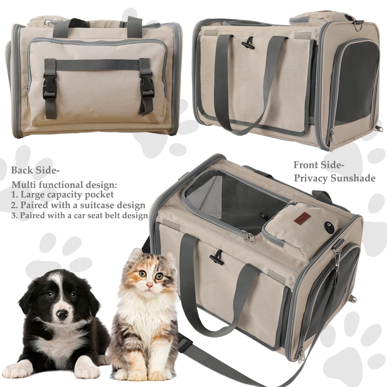 Patazone Small Dog Carrier Pet Bag For Small Dogs Cats Carriers Softsided,Large Pocket,Breathable,Light Weight,Sunshine Protecti