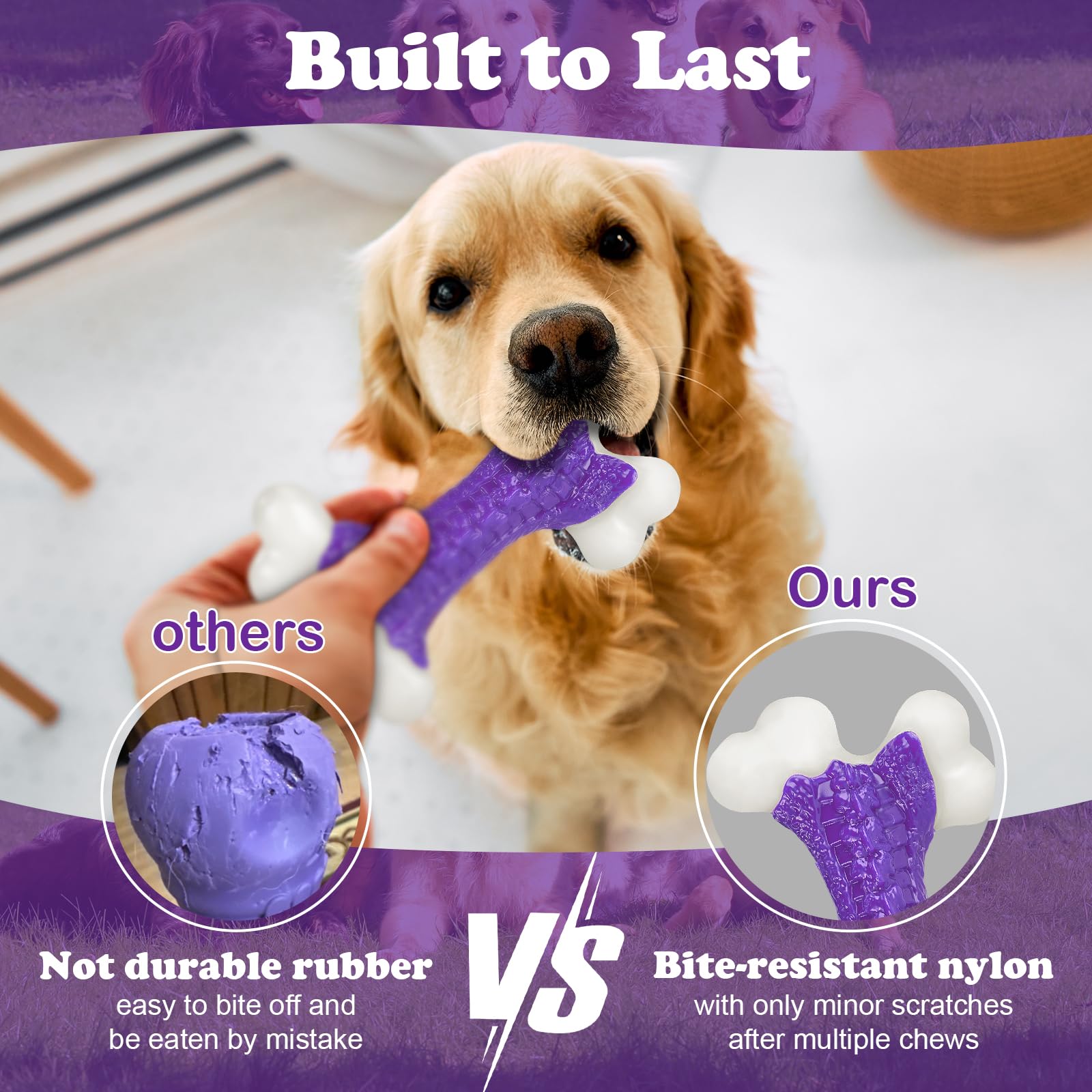 Kseroo Tough Dog Toys (2 Pack), Dog Toys For Aggressive Chewers Breed, Aggressive Chew Toys For Large Dogs, Bone Chew Toy For La