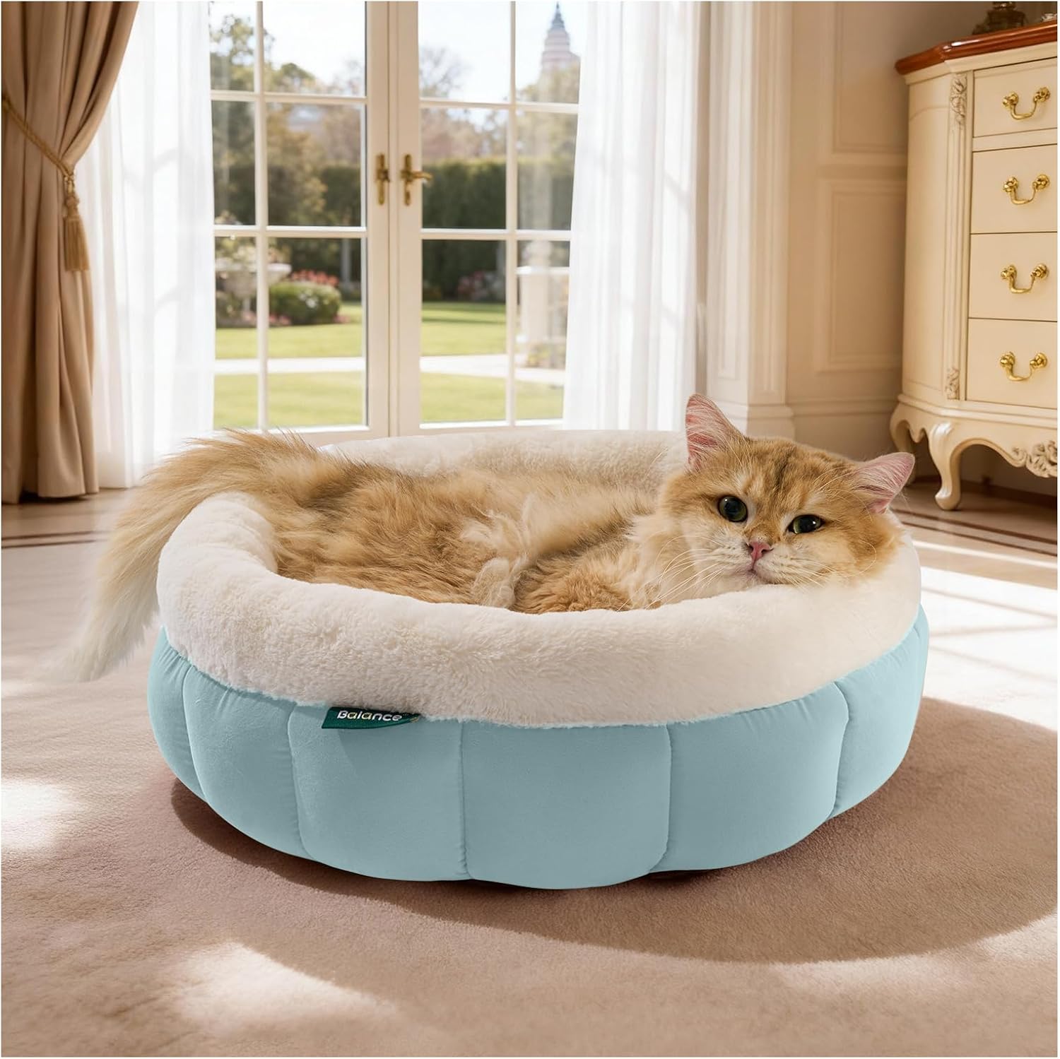 Cat Bed Round Washable Donut Bed Anti Slip Plush Kitten Puppy 18in