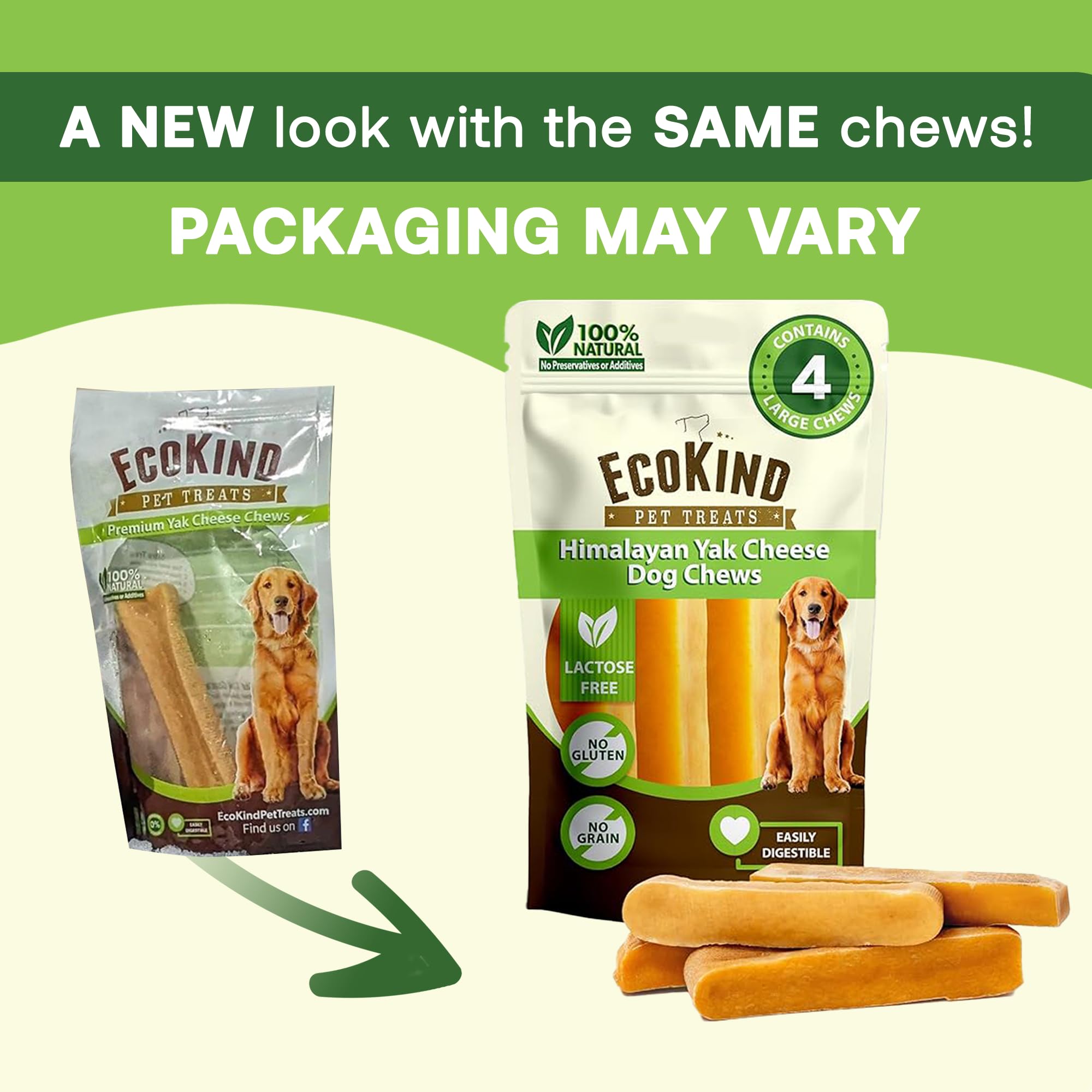EcoKind Premium Gold Yak Cheese Himalayan Dog Chews, Healthy Dog Treats, Yak Chews for Small Dogs, All Natural, Long Lasting Dog