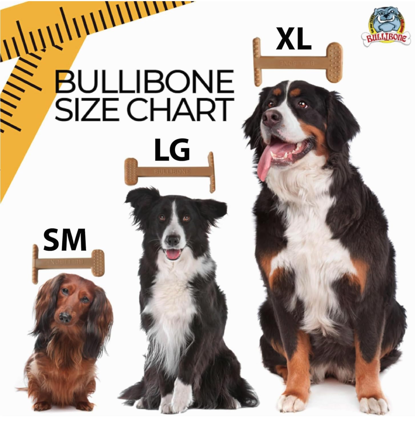 Bullibone Nylon Dog Chew Toy Nylon Bone - Improves Dental Hygiene, Easy to Grip Bottom, and Permeated with Flavor (Bacon, Large