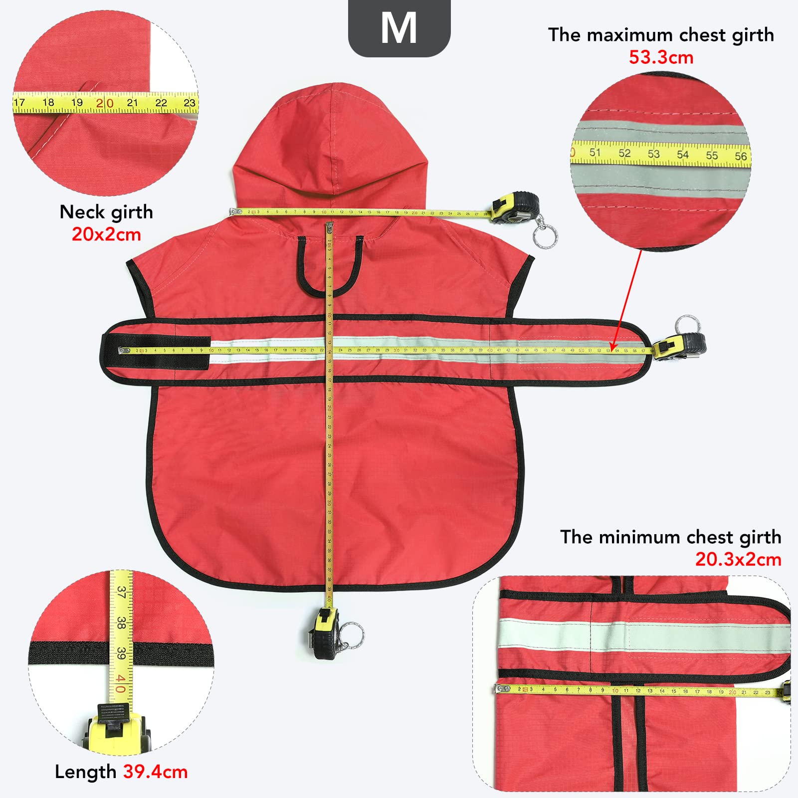 Ezierfy Waterproof Dog Raincoat - Reflective Adjustable Pet Rain Coats Jacket, Lightweight Dog Hooded Poncho Raincoats For Small Dogs (Red, Medium)