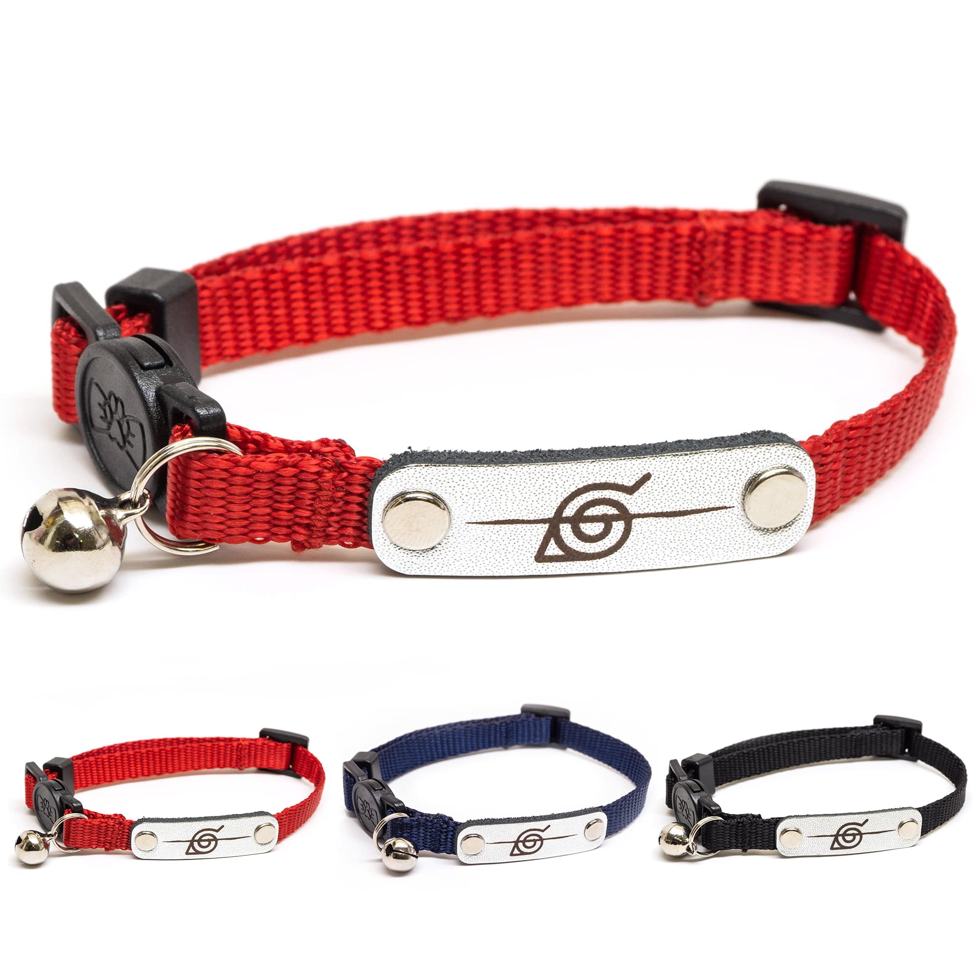 Naruto Cat Collars For Girl Cats, Boy Cats & Small Kitten Collar With Bell | Officially Licensed Naruto Shippuden Hidden Leaf Village Headband Breakaway Cat Collars For Naruto Gifts (Red, Rogue)