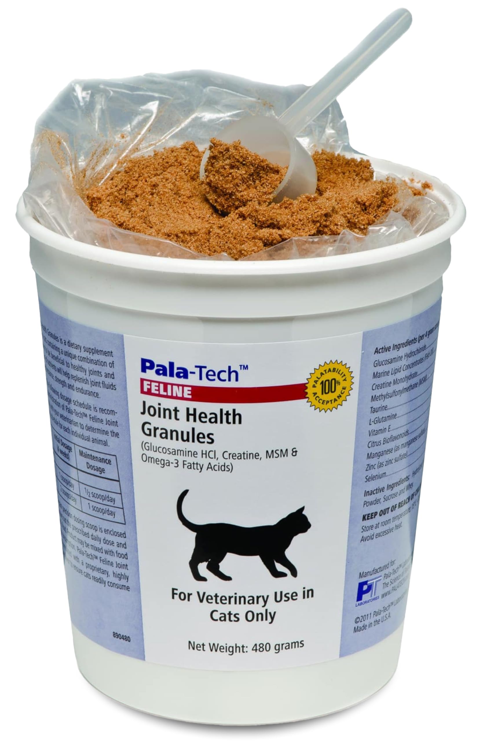 PalaTech Feline Joint Health Granules (1lb) - Glucosamine for Cats, MSM, Creatine & Omega - Cat Joint Supplement Supports Health
