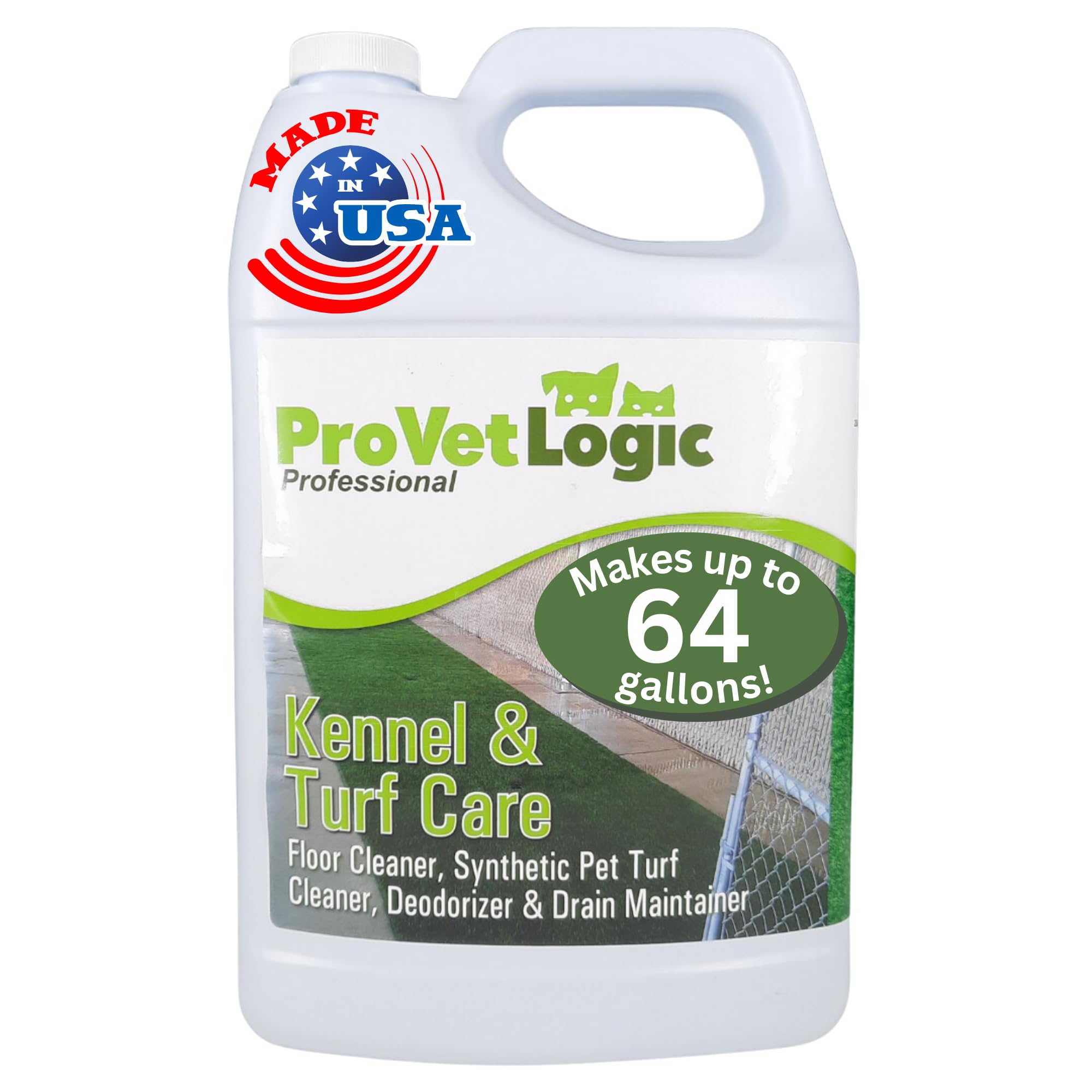 ProVetLogic Kennel & Turf Care Floor Cleaner, Deodorizer & Drain Maintainer, 128 Fl Oz, Concentrated Formula