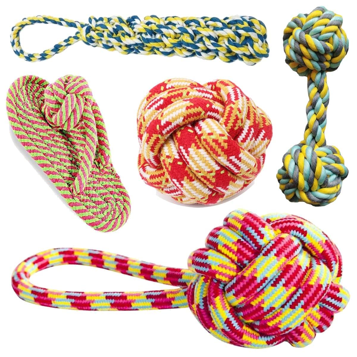 Dog Trust Chew Toy Dog Rope Toy Interactive Pet Chew Toys Set Washable Braided Cotton Teeth Cleaning Chewers For Puppies For Sma