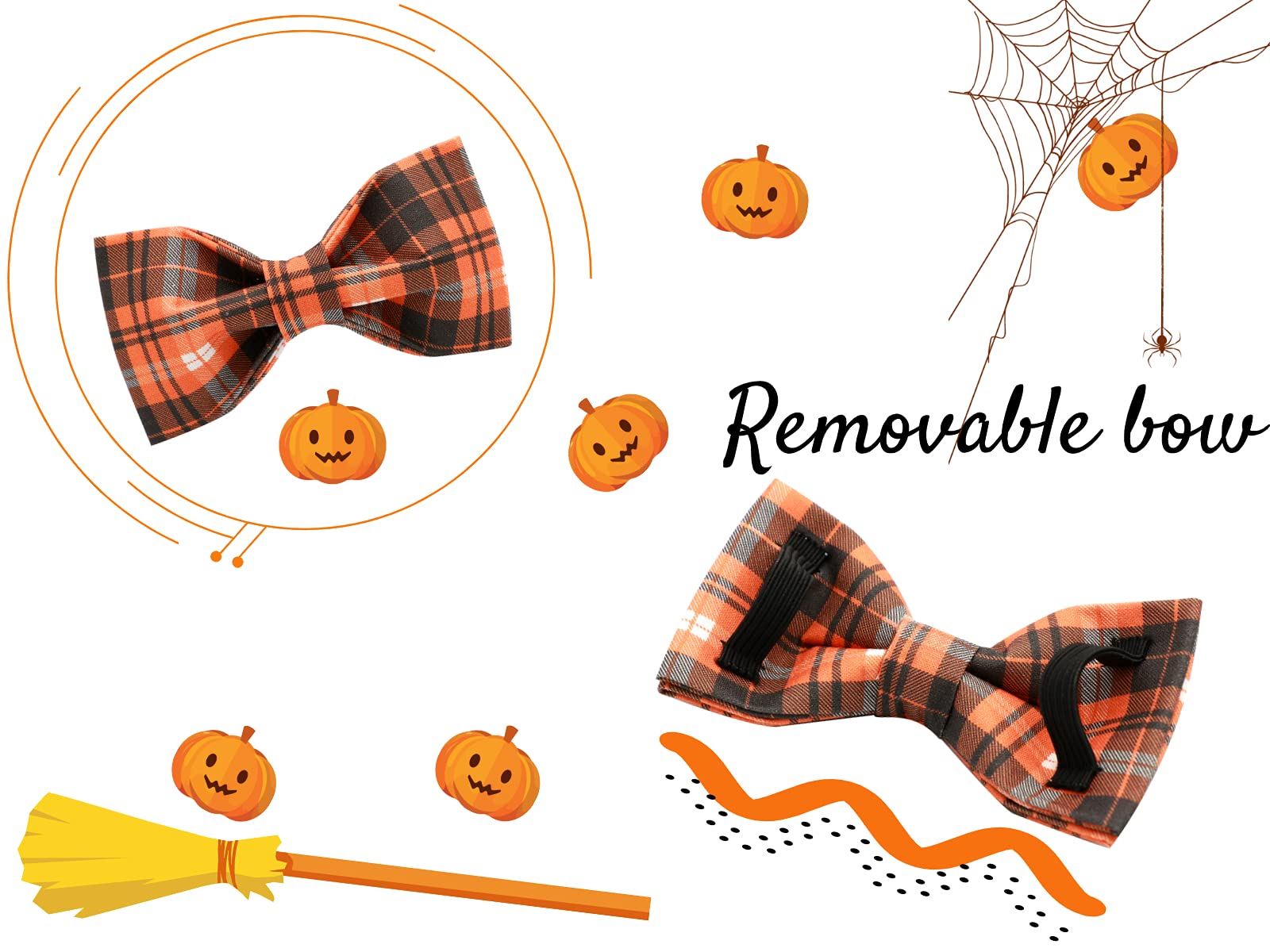 Lionheart Glory Halloween Holiday Dog Collar Adjustable Soft Dog Collar With Bowtie, Pet Gift Dog Collars Bow For Small Medium Large Dogs