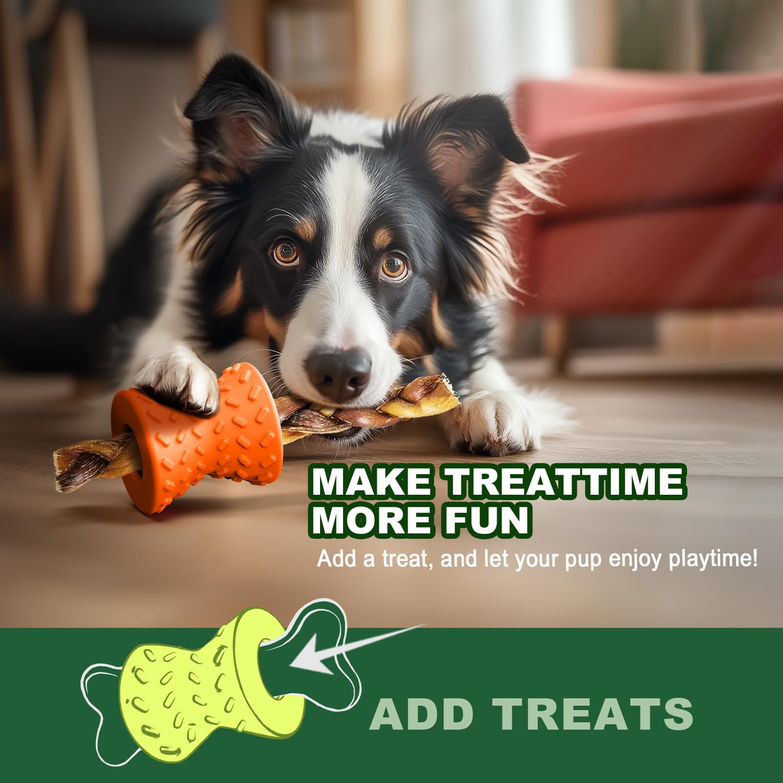 Doudele Puppy Toys, Toys For Small Dogs, Dog Treat Toy For Traning, Interactive Toy, Dog Treat Dispenser Toy,Natural Rubber Dumb