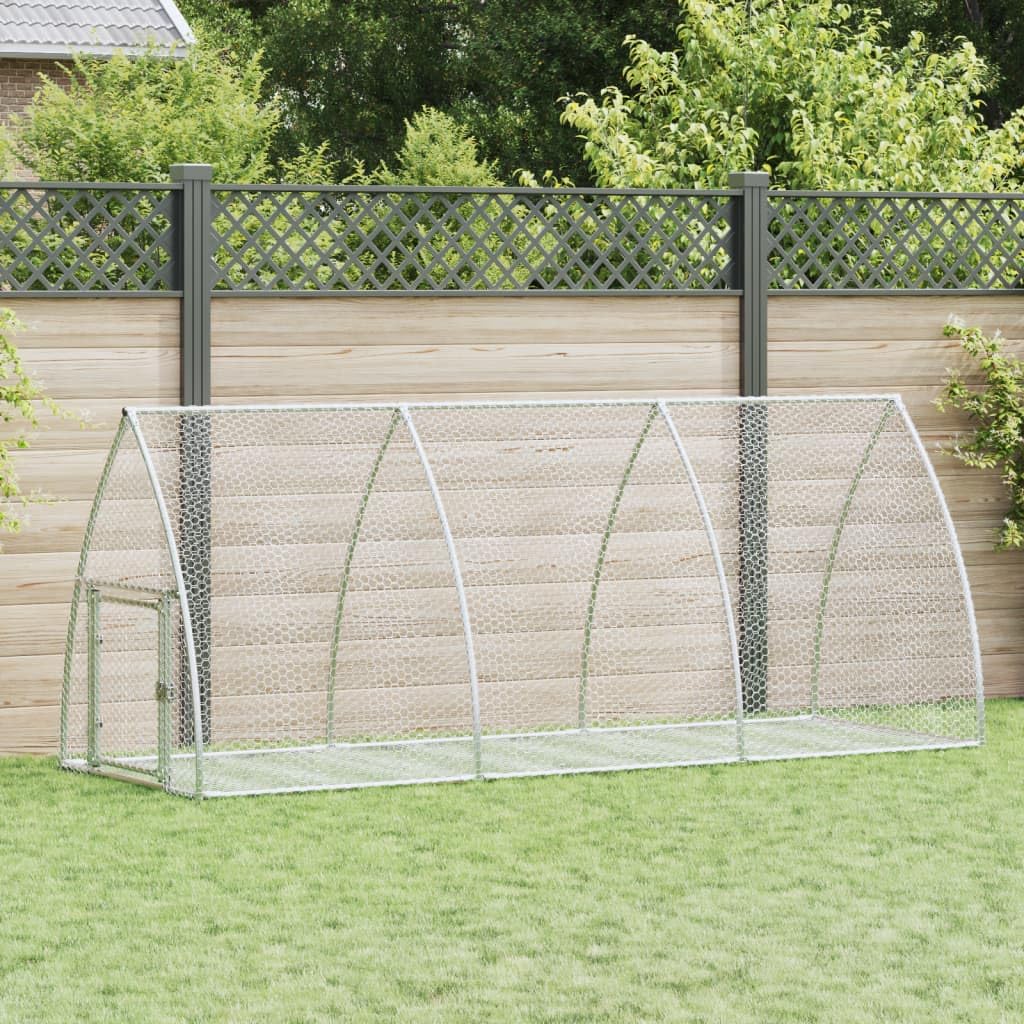 vidaXL Rabbit Hutch Silver 118.1x41.3x47.2 Galvanized Steel