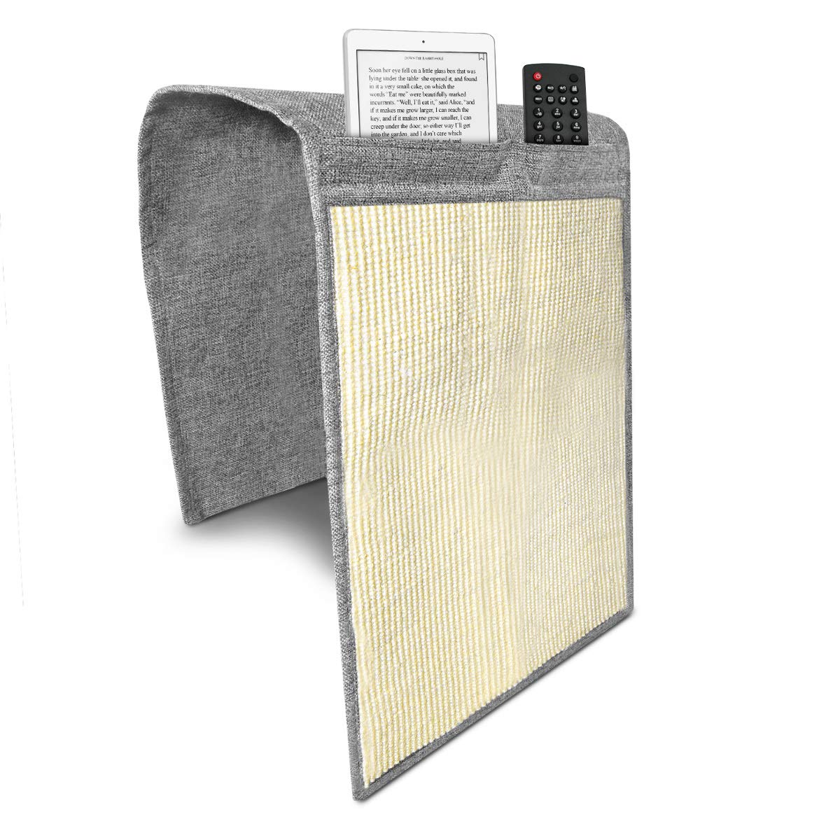 Navaris Cat Scratch Armrest Organizer - Sisal Furniture Protector Scratching Pad For Cats - Scratcher Mat Cover For Sofa Couch Armchair - Light Gray