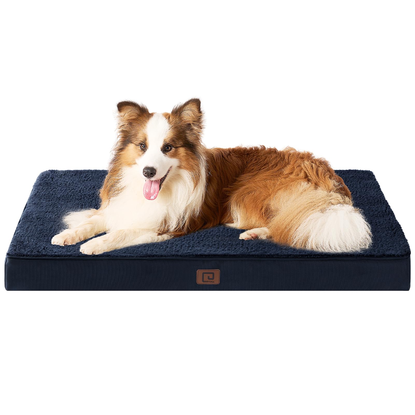 Eheyciga Orthopedic Xl Dog Beds For Extra Large Dogs With Removable Washable Cover For Crate, Navy, 41X27