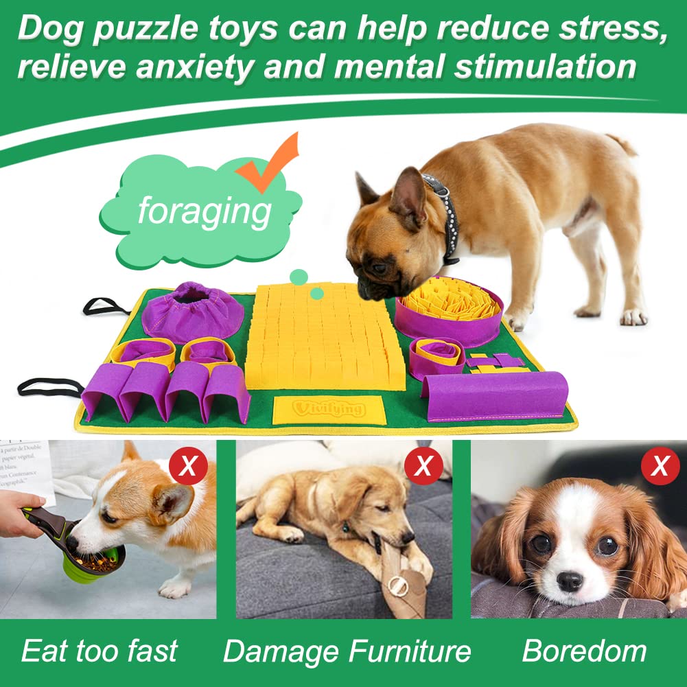 Vivifying Snuffle Mat for Dogs - Interactive Puzzle Toy, 26x16.5 Inch, Felt Cloth, Yellow Purple Green, Model 20230504